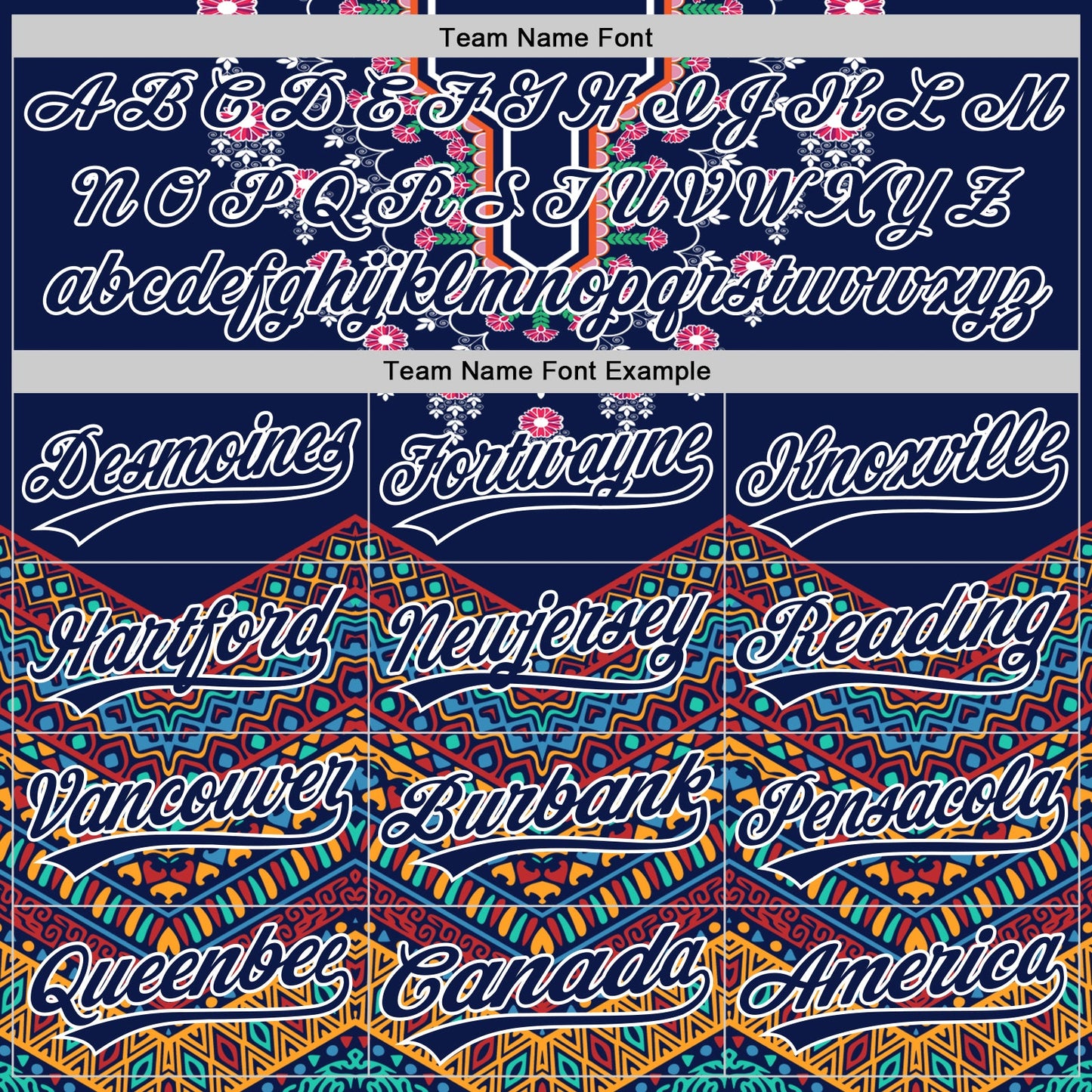Custom Navy White 3D Pattern Design Vintage Floral African Ethnic Style Authentic Baseball Jersey view 3