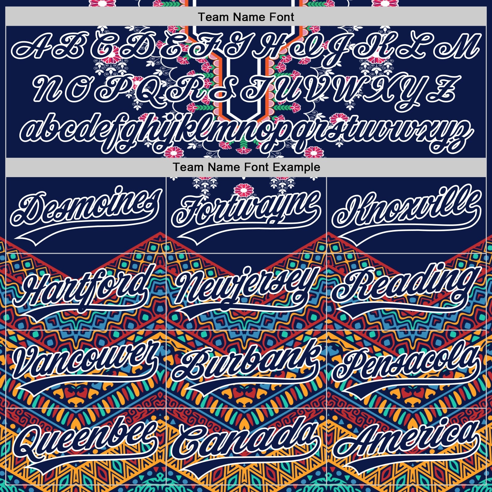 Custom Navy White 3D Pattern Design Vintage Floral African Ethnic Style Authentic Baseball Jersey view 3