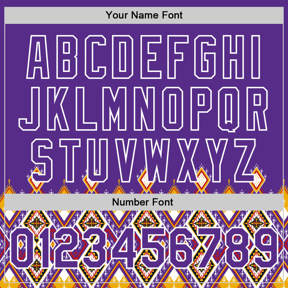 Custom Purple White 3D Pattern Design Traditional African Ethnic Style Authentic Baseball Jersey view 4