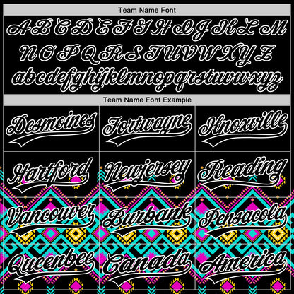 Custom Black White 3D Pattern Design Traditional African Ethnic Style Authentic Baseball Jersey view 3
