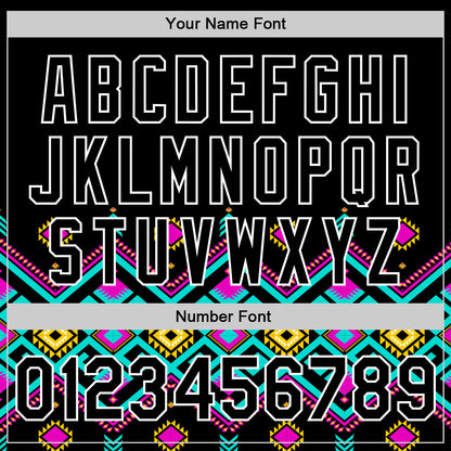 Custom Black White 3D Pattern Design Traditional African Ethnic Style Authentic Baseball Jersey view 4