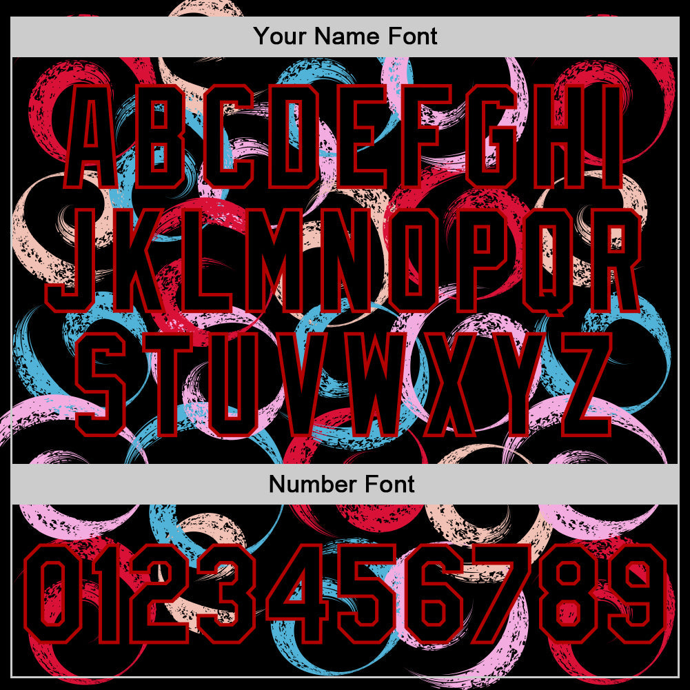 Custom Black Red 3D Pattern Design Abstract Grunge Art Authentic Baseball Jersey view 4