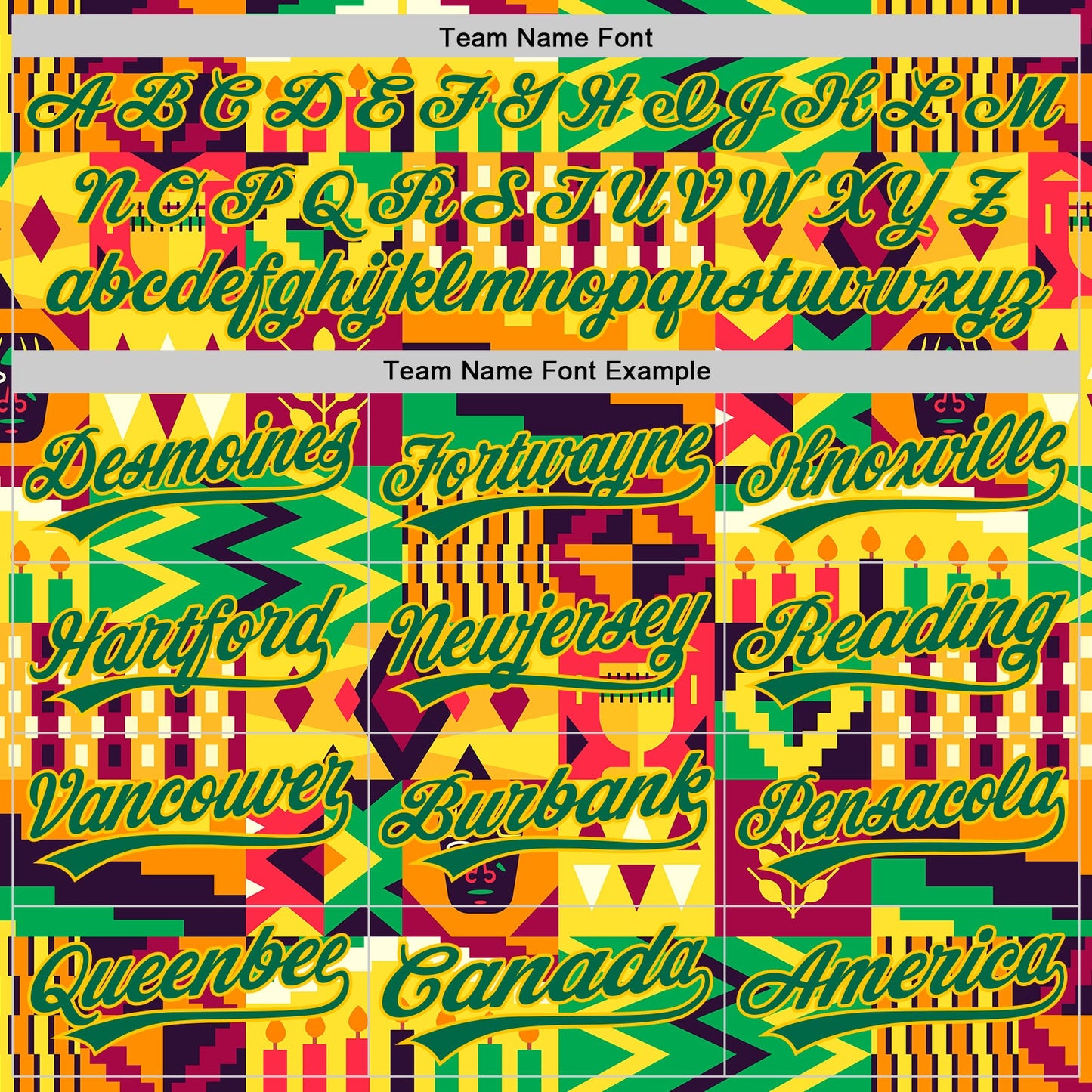 Custom Yellow Kelly Green 3D Pattern Design African Happy Kwanzaa Authentic Baseball Jersey view 3
