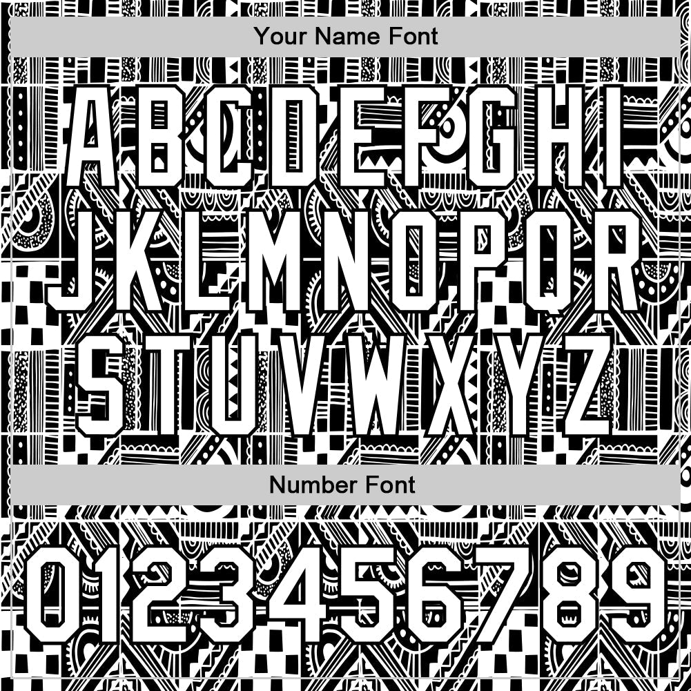 Custom Black White 3D Pattern Design Geometric Monochrome Mosaic Style Authentic Baseball Jersey view 4