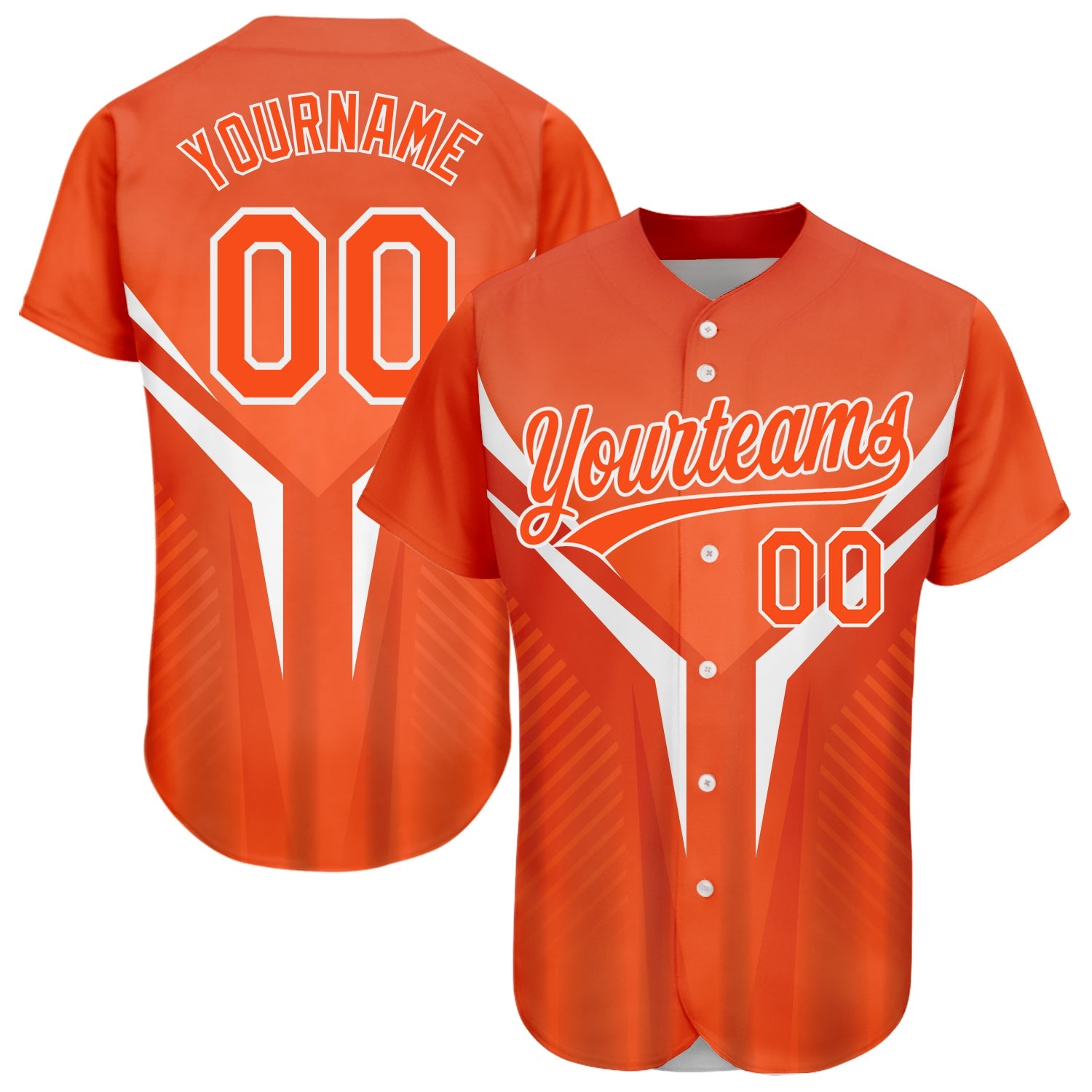 Custom Orange White 3D Pattern Design Abstract Sport Authentic Baseball Jersey - Main View