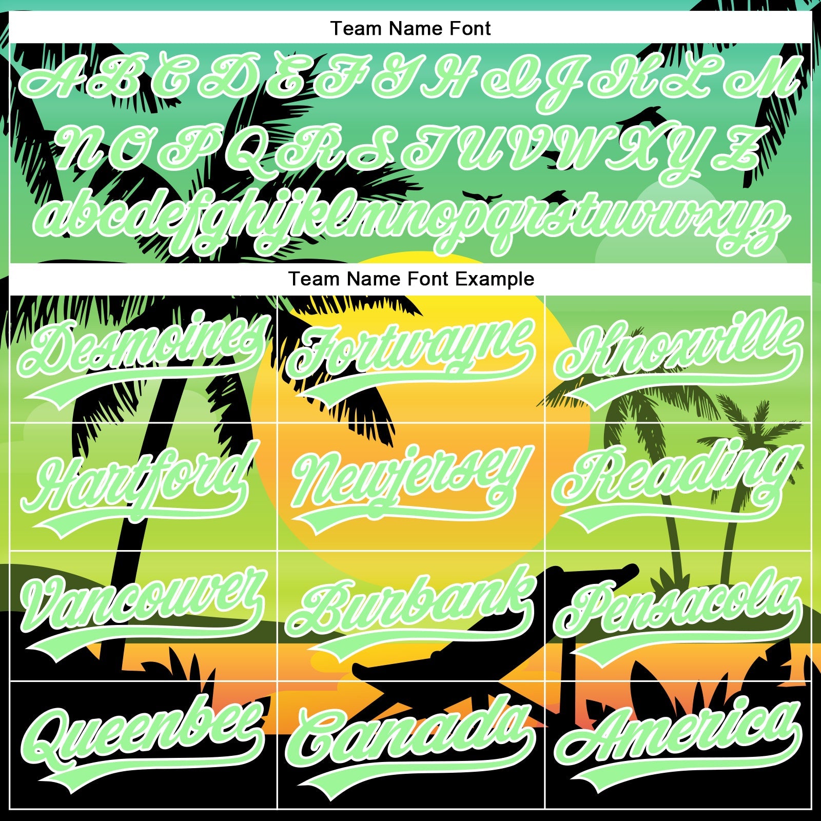 Custom Pea Green Black-White 3D Pattern Design Hawaii Palm Trees And Beach Sunset Authentic Baseball Jersey view 5