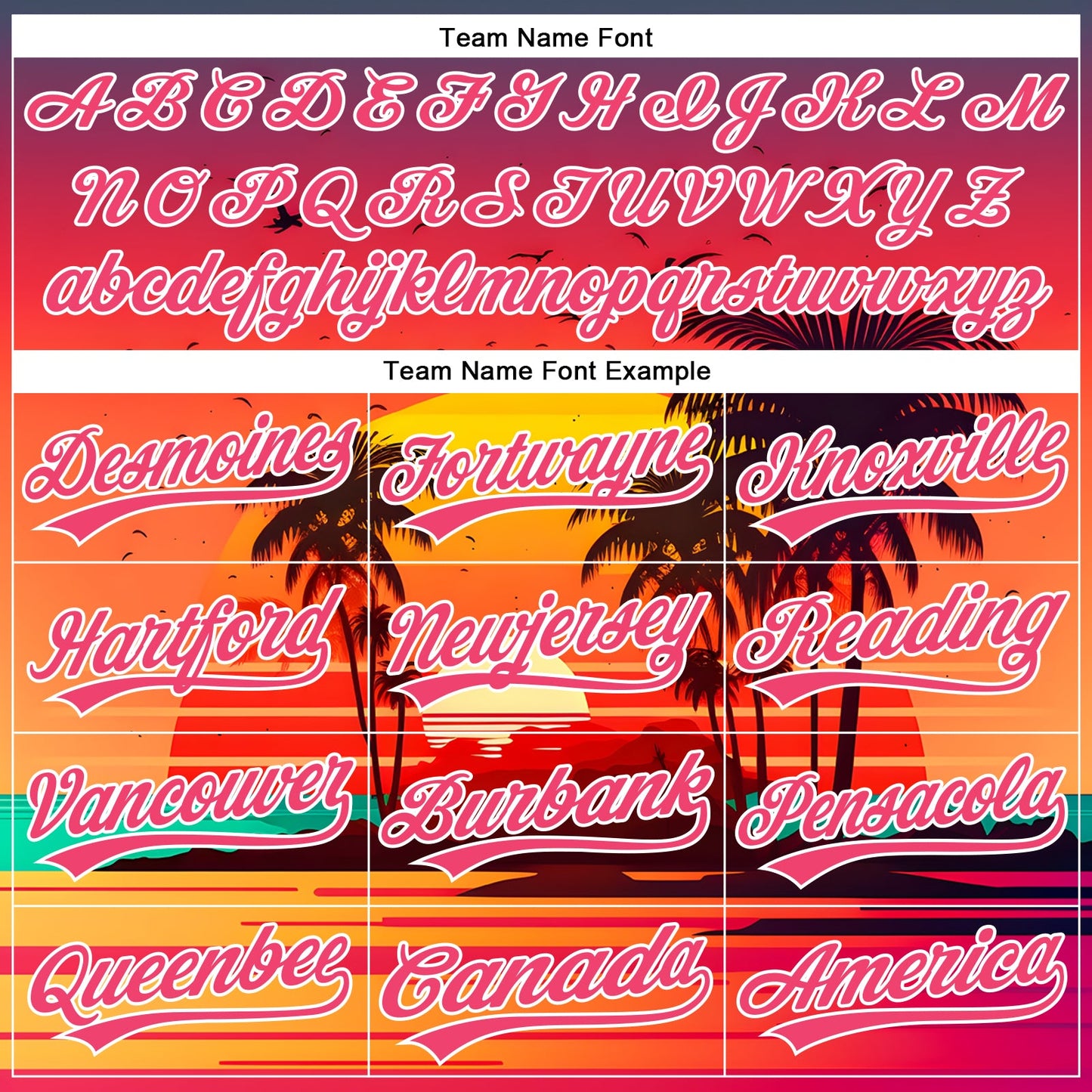 Custom Neon Pink White 3D Pattern Design Hawaii Palm Trees And Beach Sunrise Authentic Baseball Jersey view 4