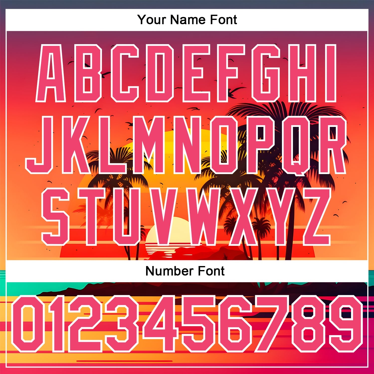 Custom Neon Pink White 3D Pattern Design Hawaii Palm Trees And Beach Sunrise Authentic Baseball Jersey view 5