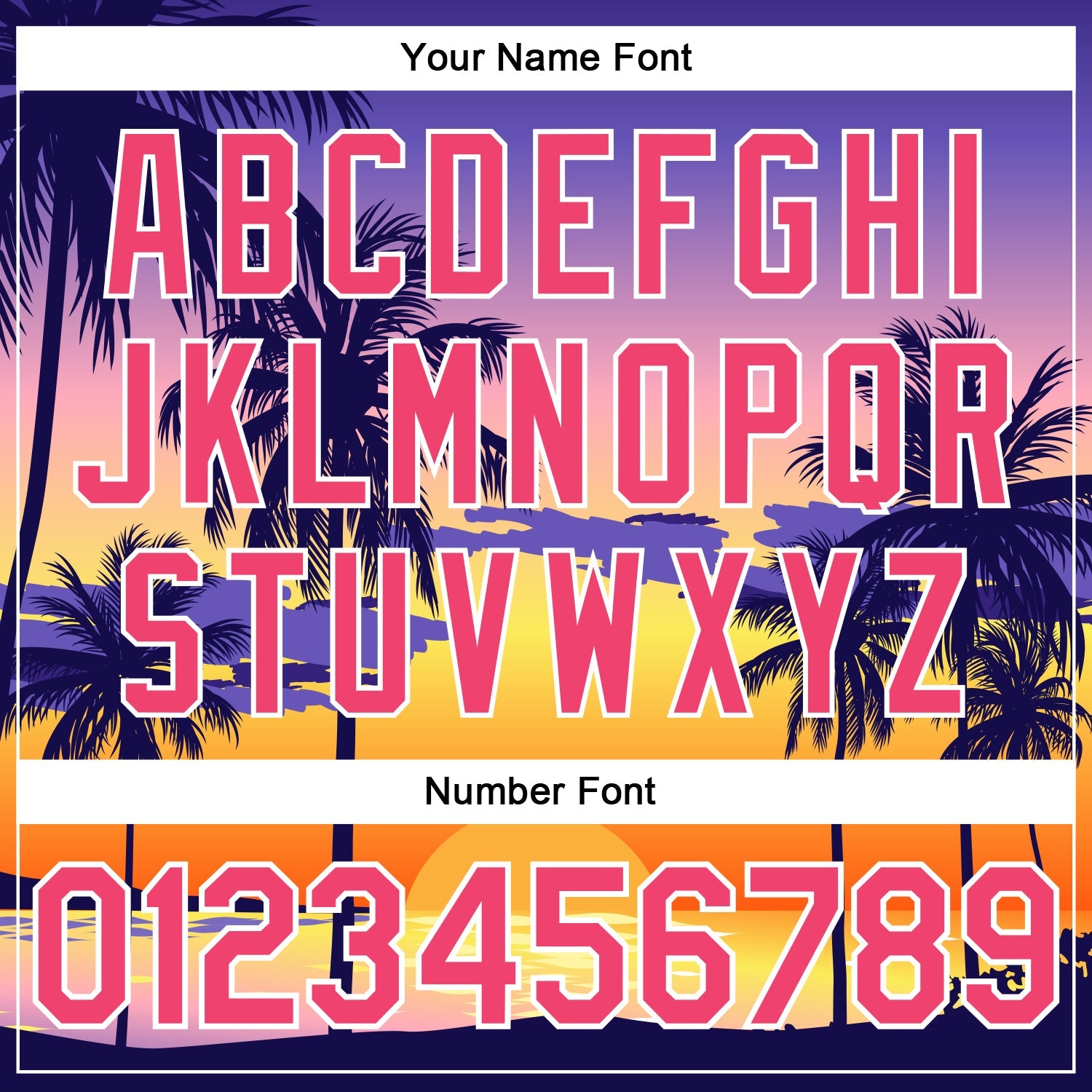 Custom Purple Neon Pink-White 3D Pattern Design Hawaii Palm Trees And Beach Sunrise Authentic Baseball Jersey view 5