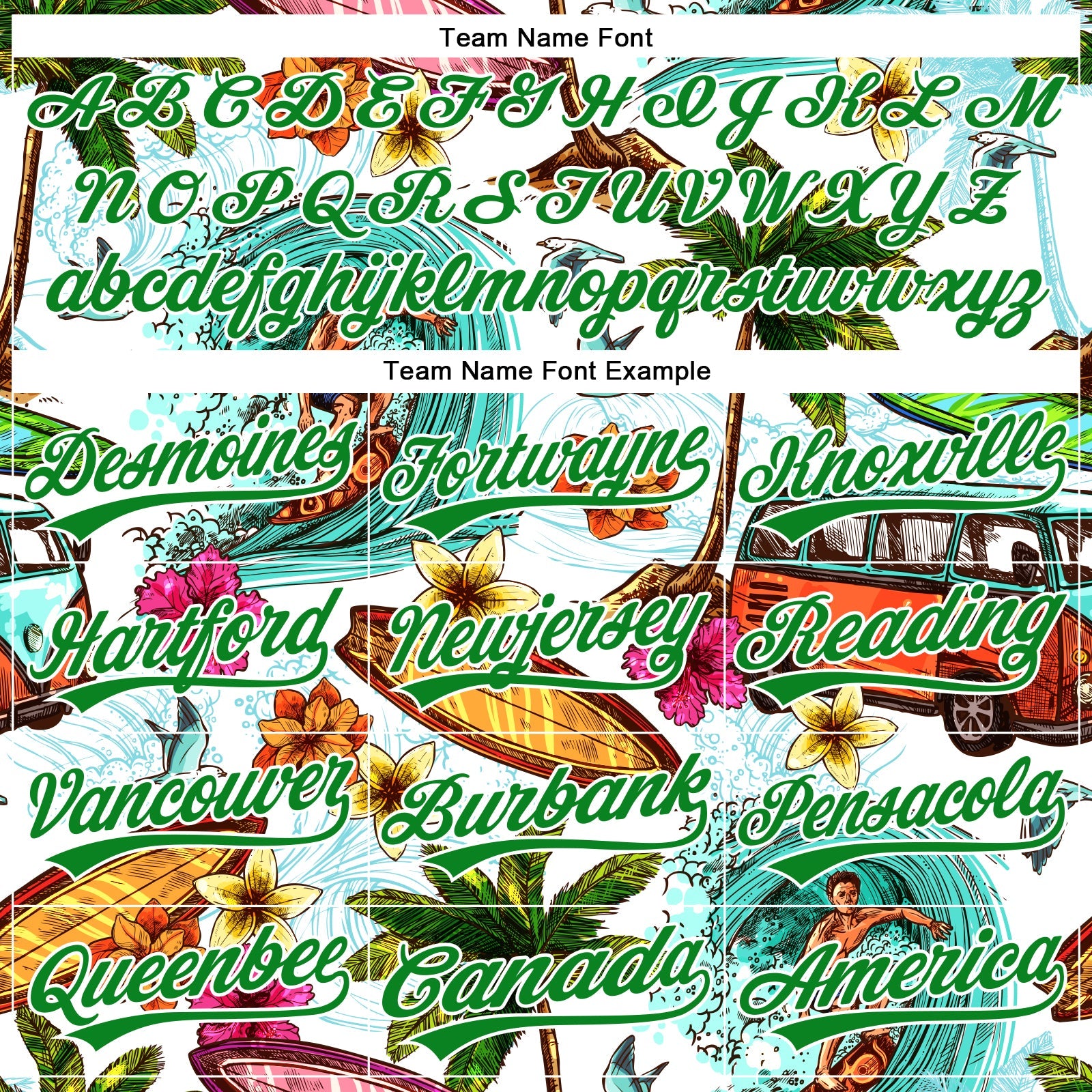 Custom White Grass Green 3D Pattern Design Hawaii Palm Trees And Beach Surfing Authentic Baseball Jersey view 4