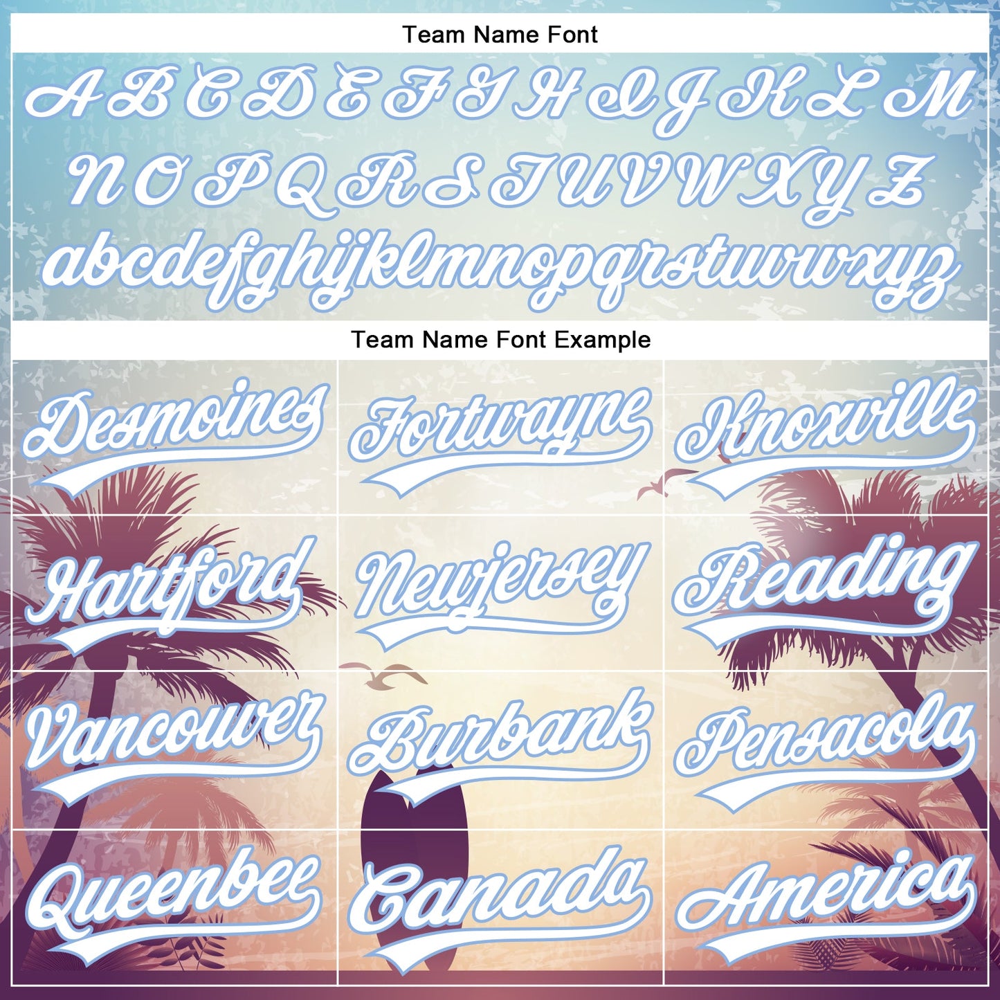 Custom Light Blue White 3D Pattern Design Hawaii Palm Trees And Beach Dusk Authentic Baseball Jersey view 4