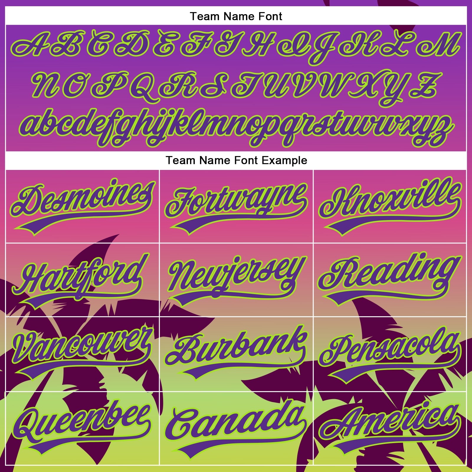 Custom Purple Neon Green 3D Pattern Design Hawaii Palm Trees Authentic Baseball Jersey view 4
