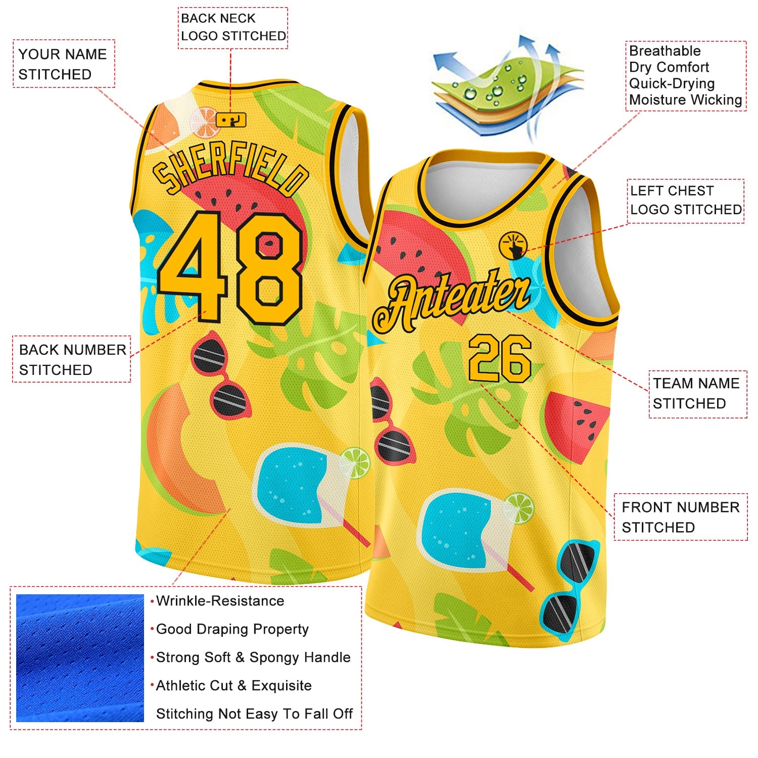 Custom Gold Black 3D Pattern Summer Hawaii Beach Holiday Authentic Basketball Jersey view 2