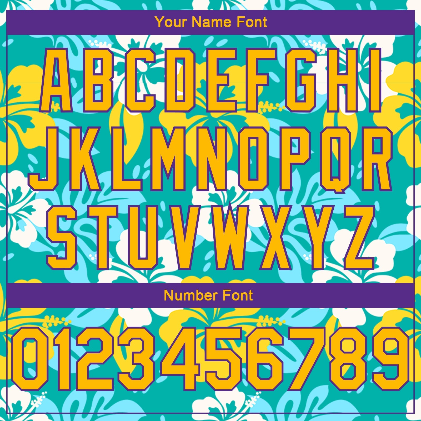 Custom Aqua Gold-Purple 3D Pattern Hawaii Flowers Authentic Basketball Jersey view 4
