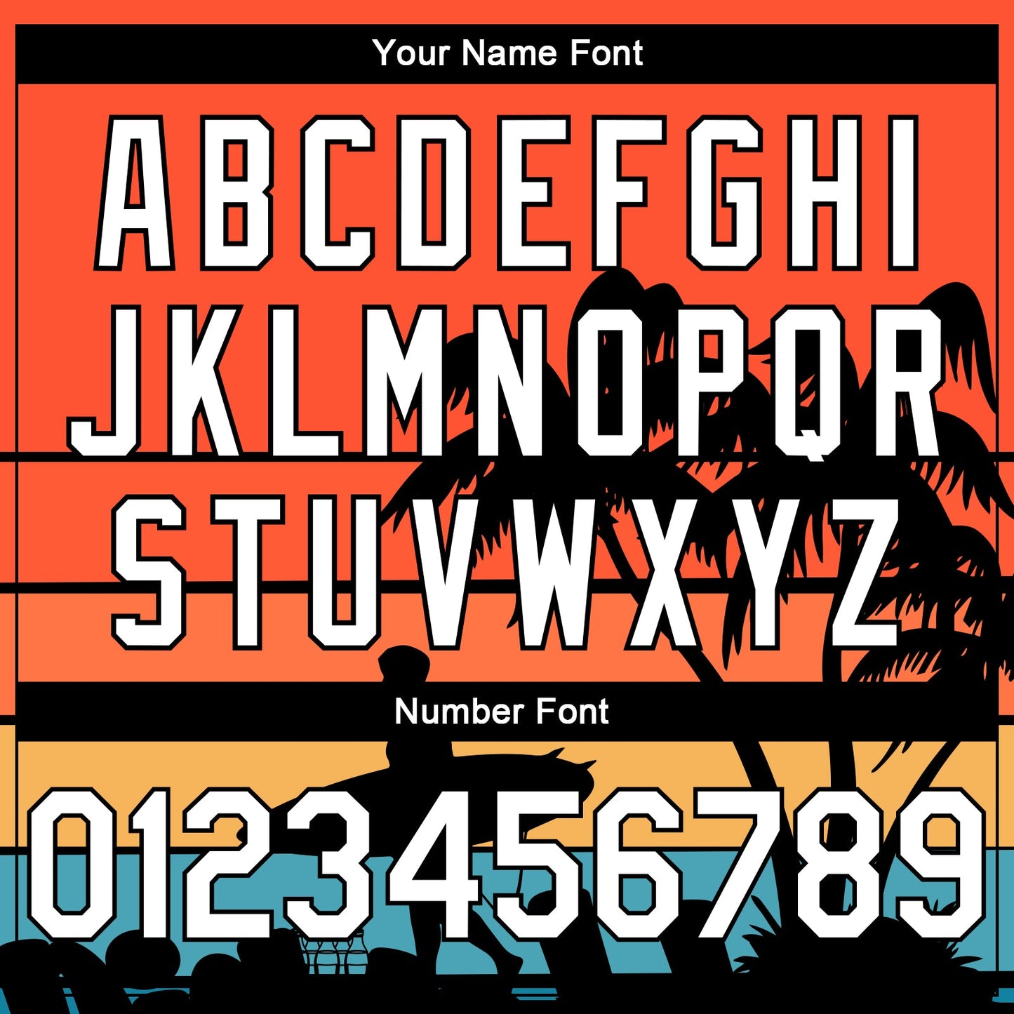 Custom Orange White-Black 3D Pattern Hawaii Beach Palm Trees Authentic Basketball Jersey view 4