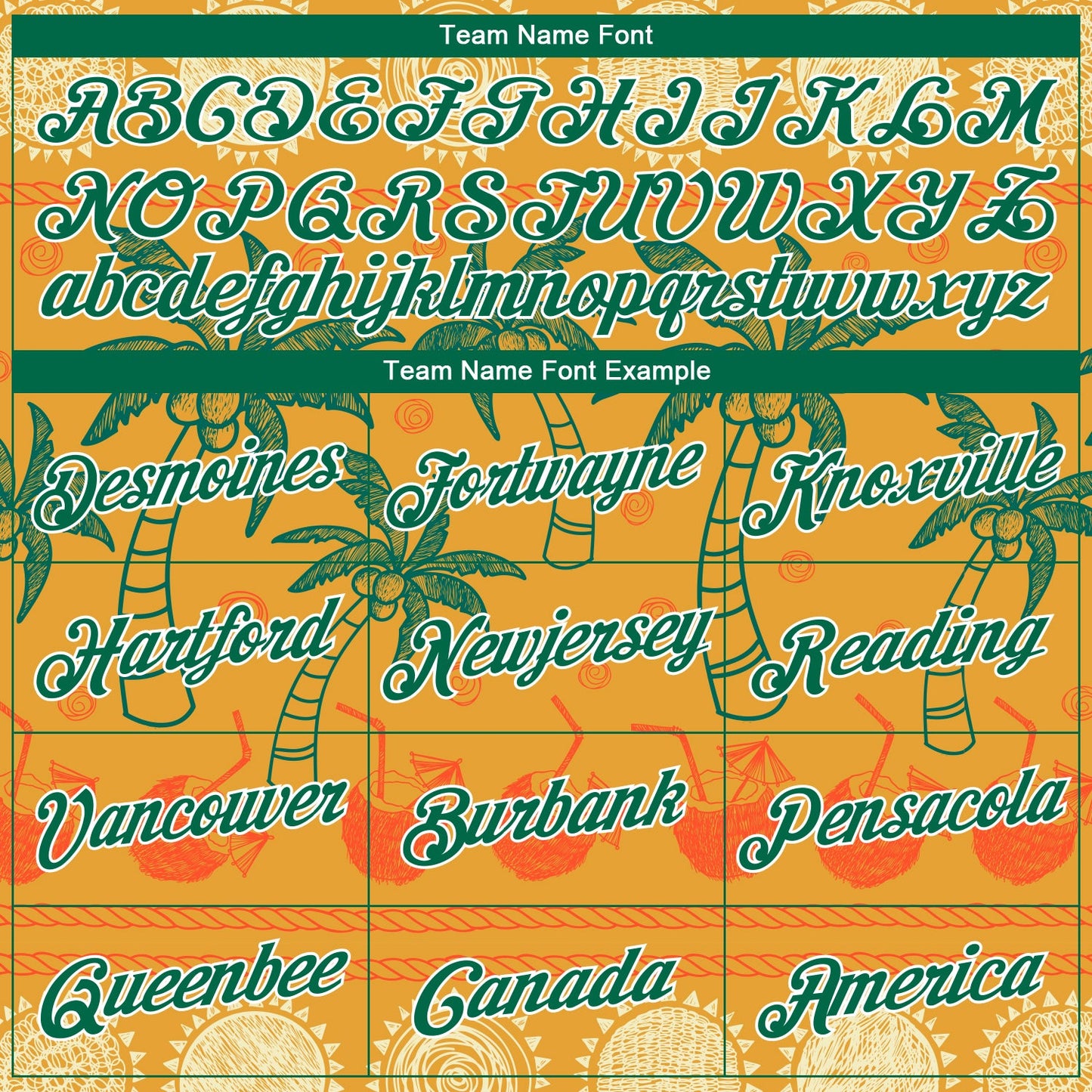 Custom Bay Orange Kelly Green-White 3D Pattern Hawaii Beach Palm Trees Authentic Basketball Jersey view 3