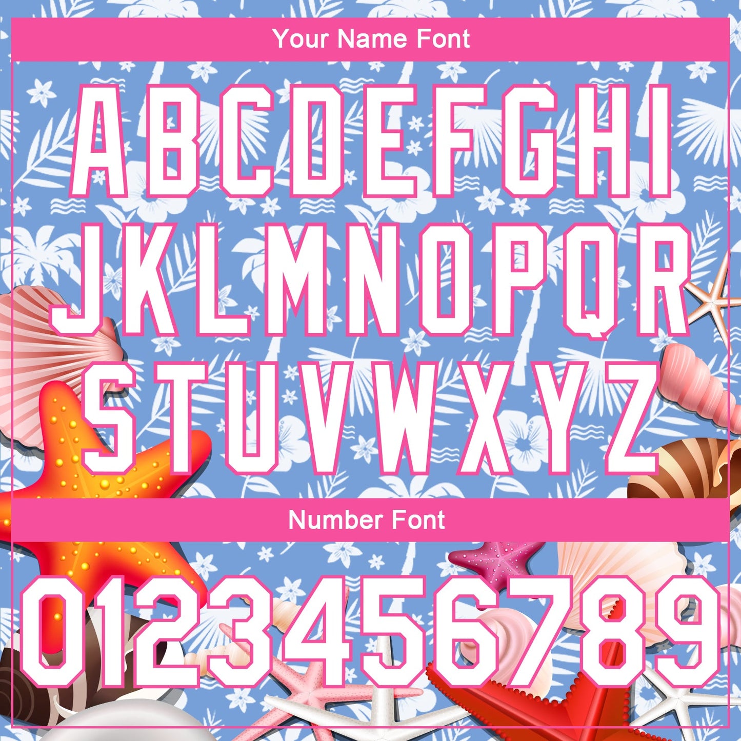 Custom Light Blue White-Pink 3D Pattern Hawaii Palm Trees And Starfishes Authentic Basketball Jersey view 4