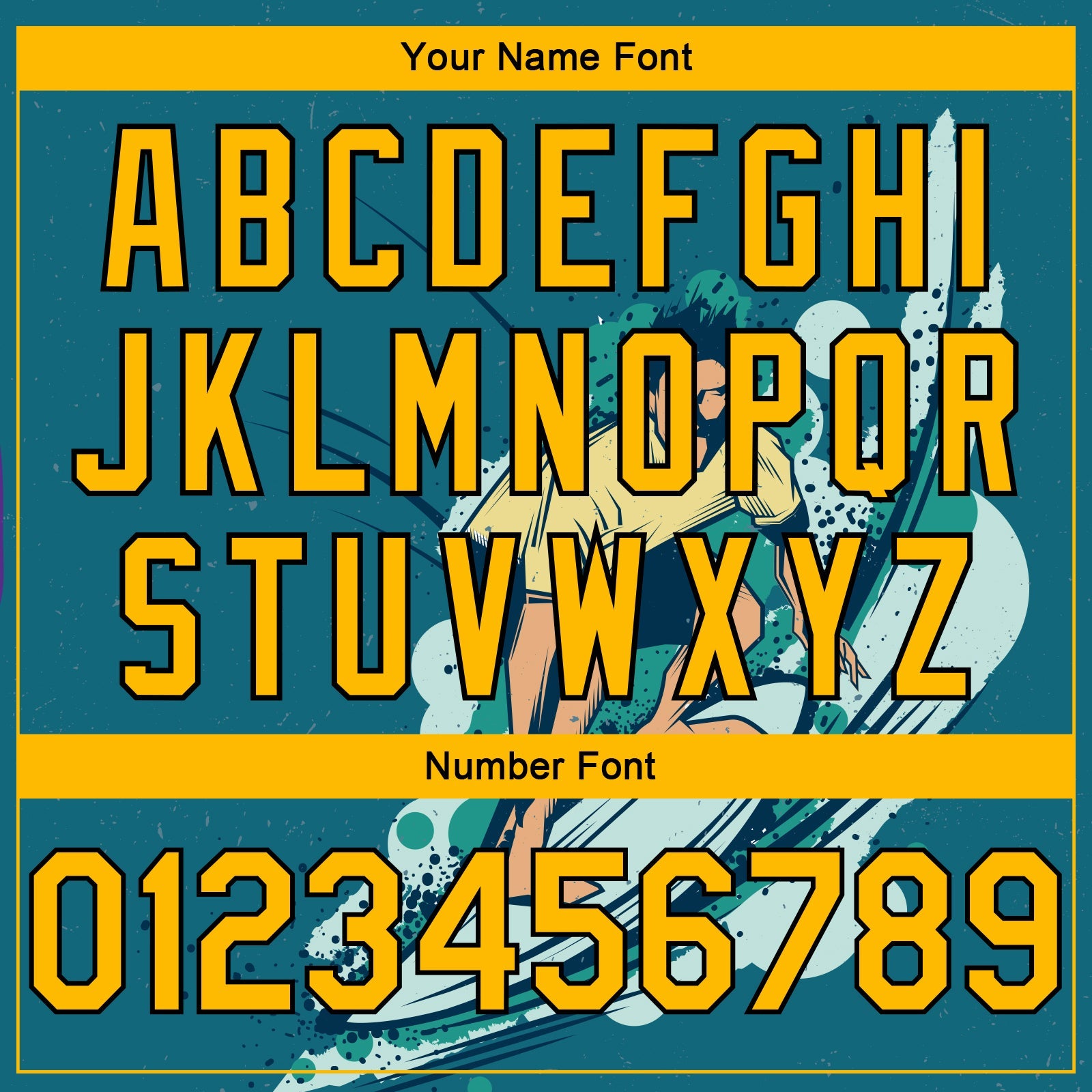 Custom Teal Gold-Black 3D Pattern Beach Surfing Authentic Basketball Jersey view 4