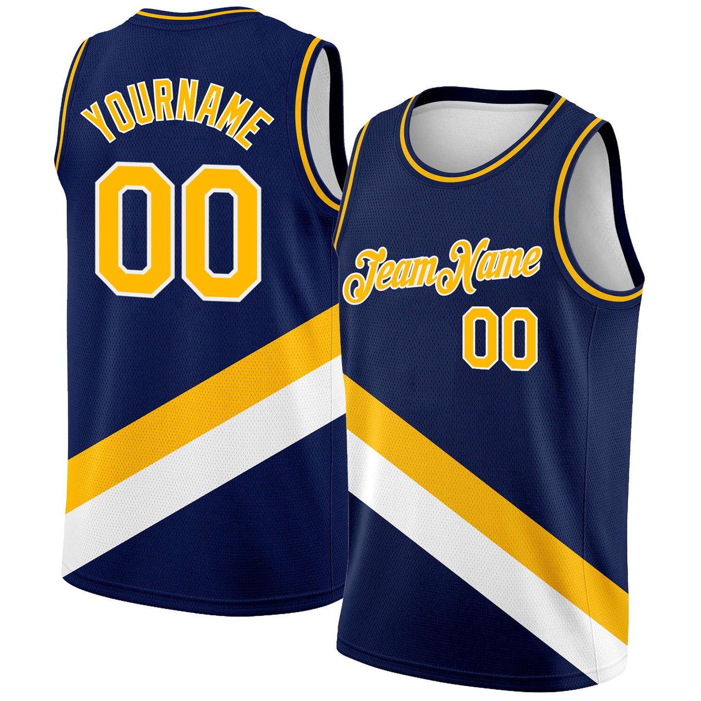 Custom Navy Gold-White Modern Authentic City Edition Basketball Jersey - Main View