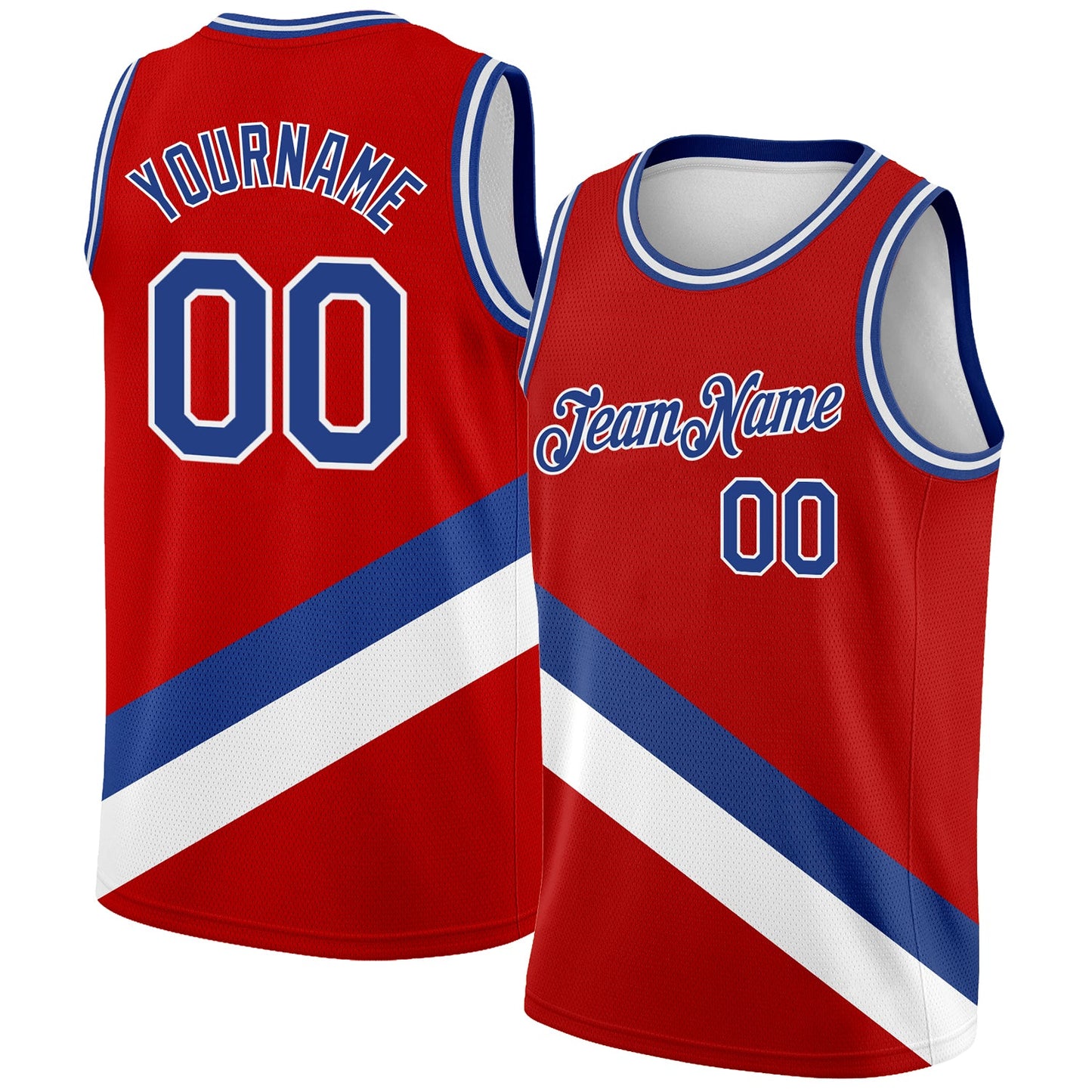 Custom Red Royal-White Modern Authentic City Edition Basketball Jersey - Main View