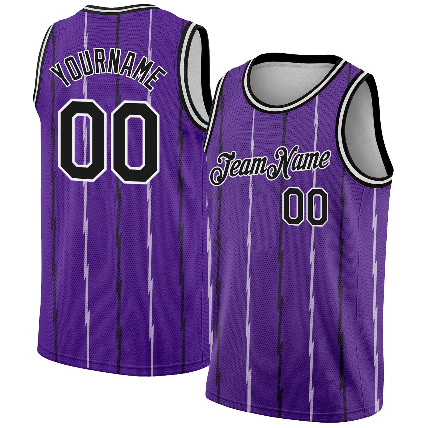 Custom Purple Black-White Lines Authentic City Edition Basketball Jersey - Main View