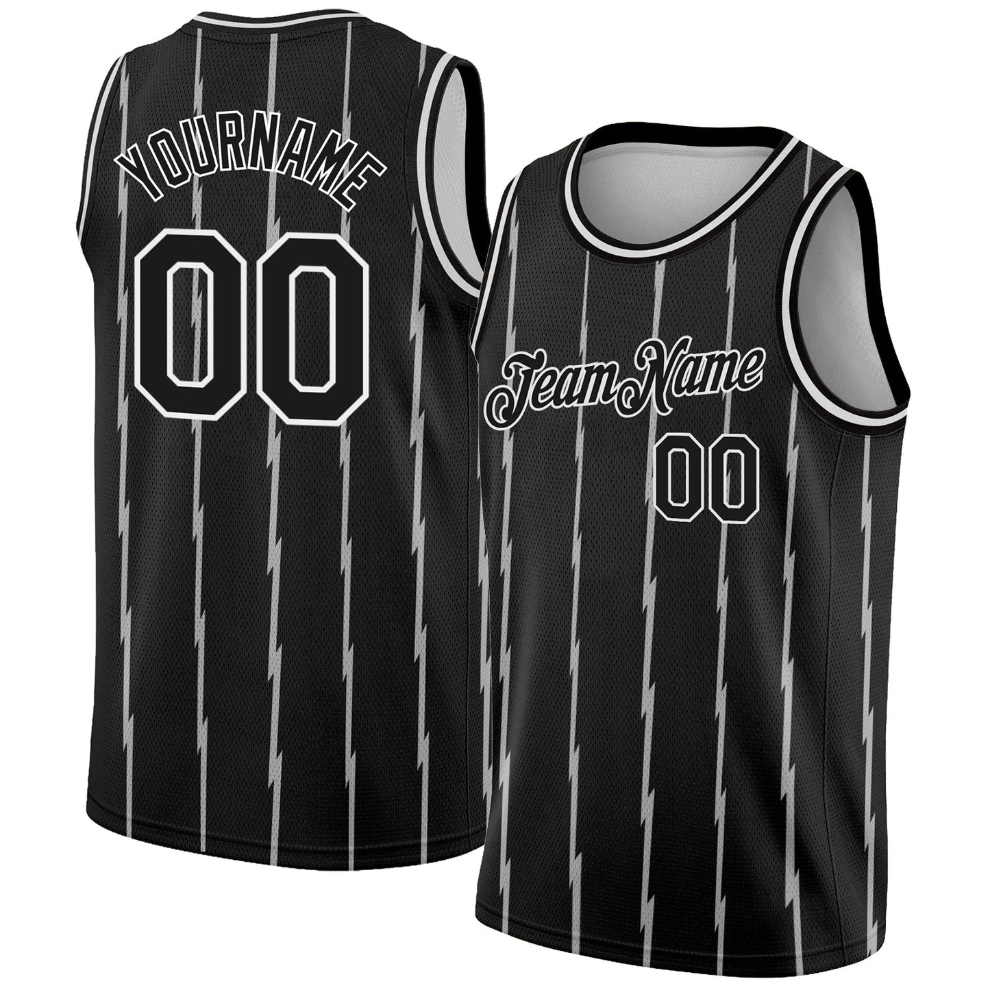 Custom Black White Lines Authentic City Edition Basketball Jersey - Main View
