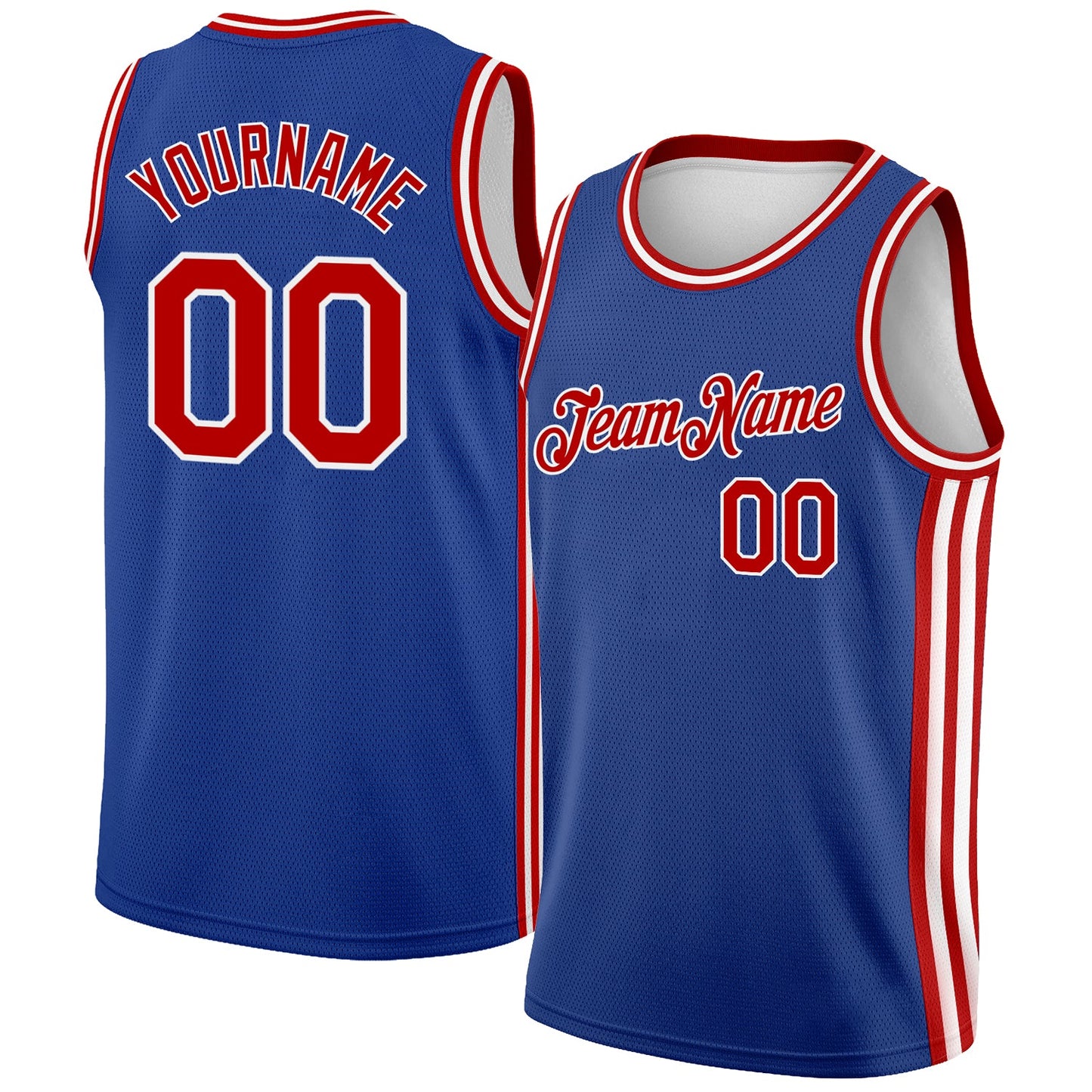 Custom Royal Red-White Side Stripes Authentic City Edition Basketball Jersey - Main View