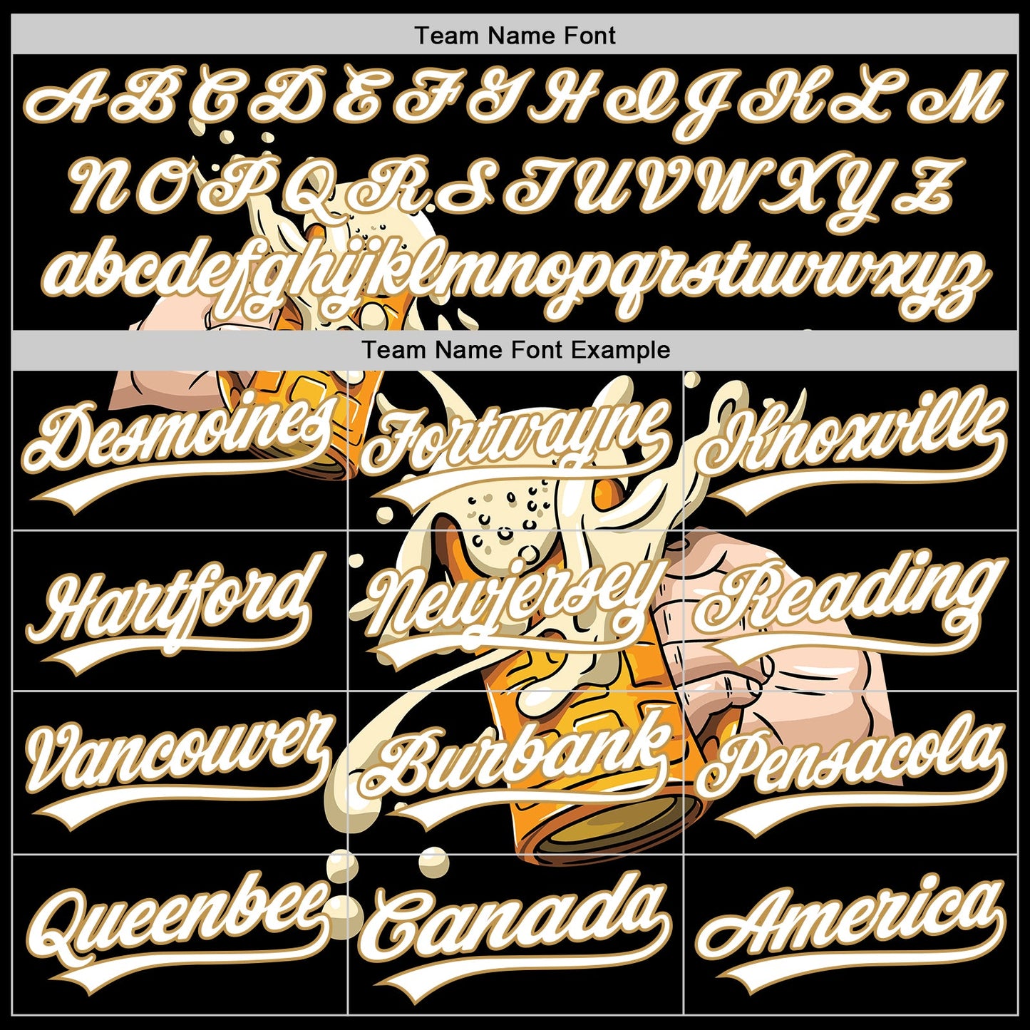 Custom Black White-Old Gold 3D Pattern Design Beer Festival Authentic Baseball Jersey view 4