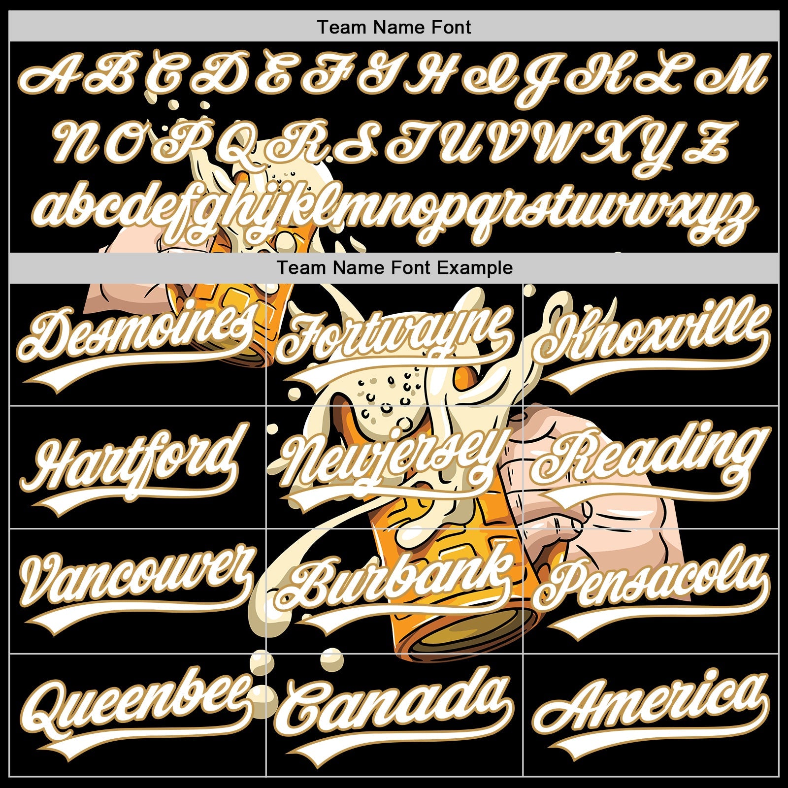 Custom Black White-Old Gold 3D Pattern Design Beer Festival Authentic Baseball Jersey view 4