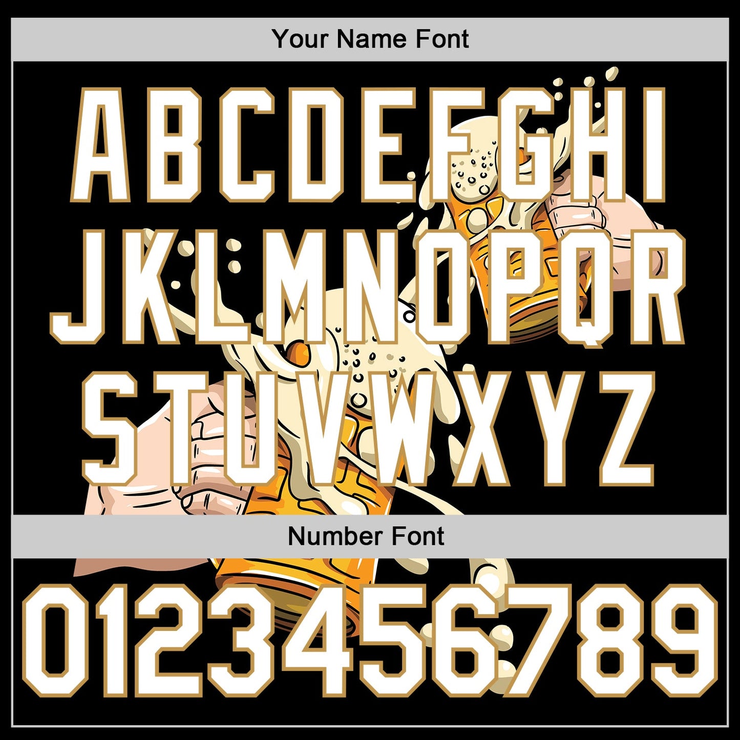 Custom Black White-Old Gold 3D Pattern Design Beer Festival Authentic Baseball Jersey view 5