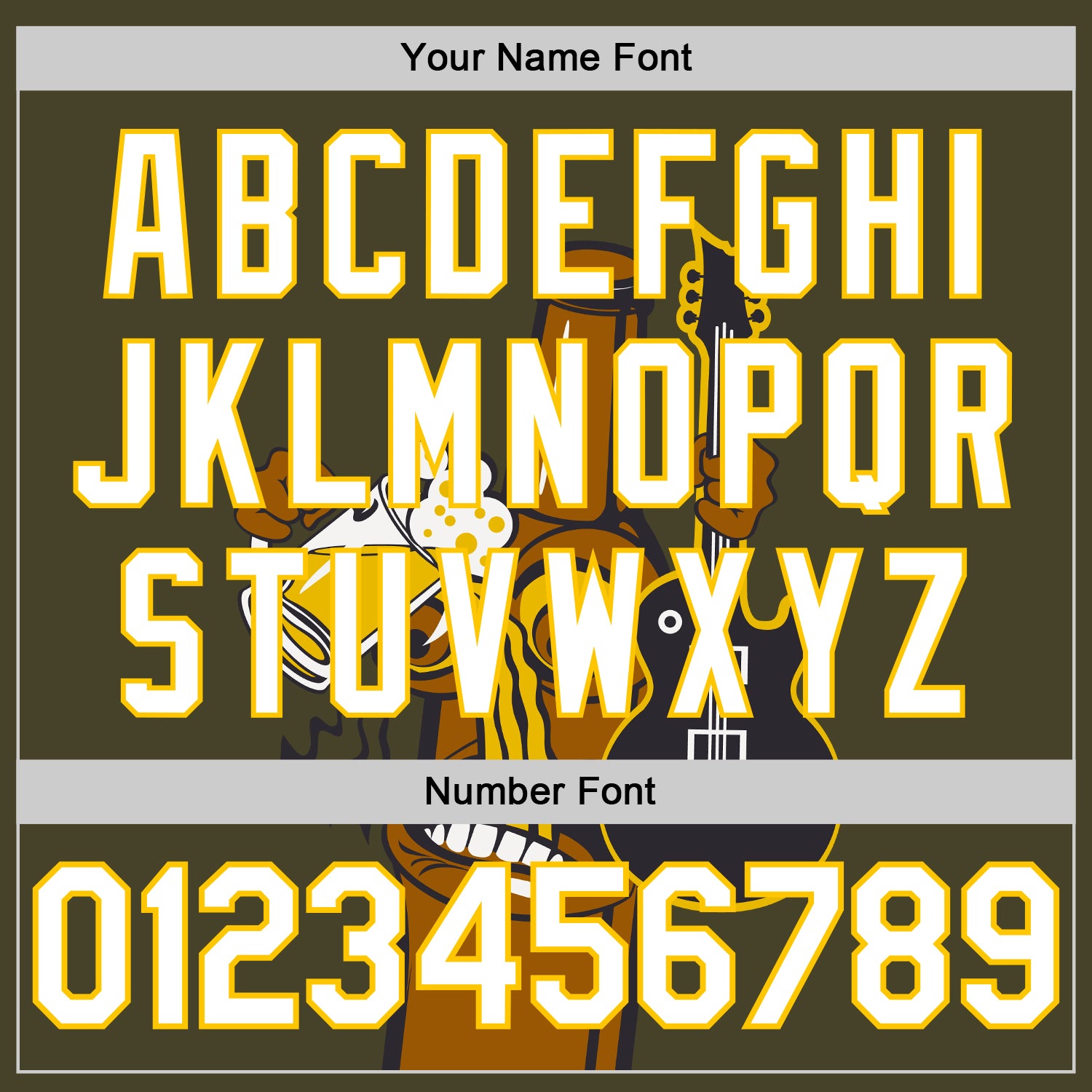Custom Olive White-Yellow 3D Pattern Design Beer And Music Authentic Baseball Jersey view 5