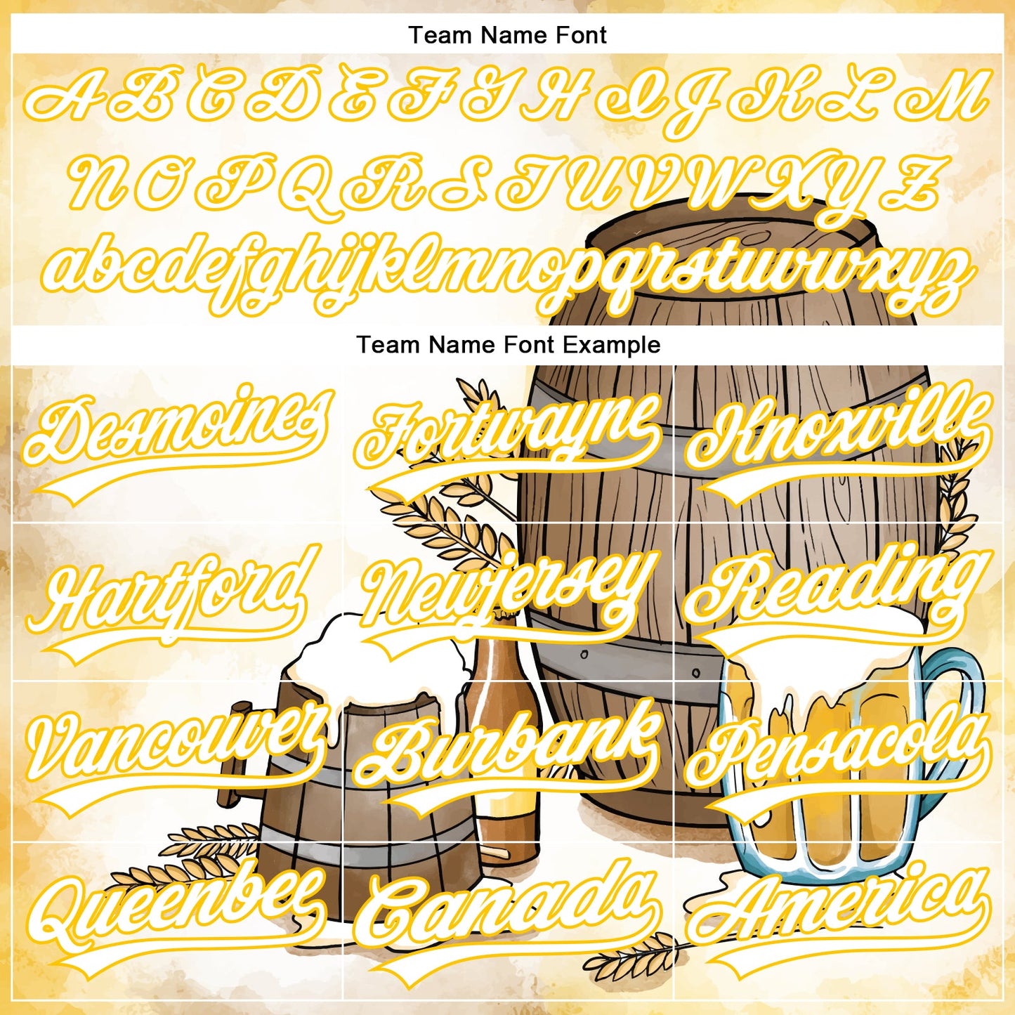 Custom White Yellow 3D Pattern Design International Beer Day Authentic Baseball Jersey view 4