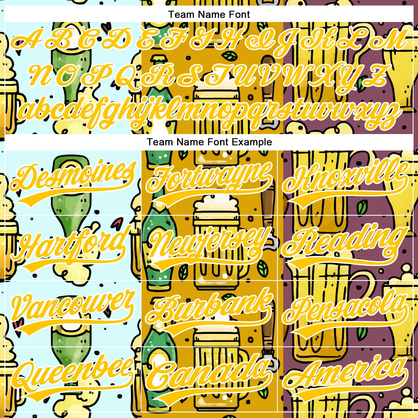 Custom Yellow White 3D Pattern Design Beer Festival Authentic Baseball Jersey view 4