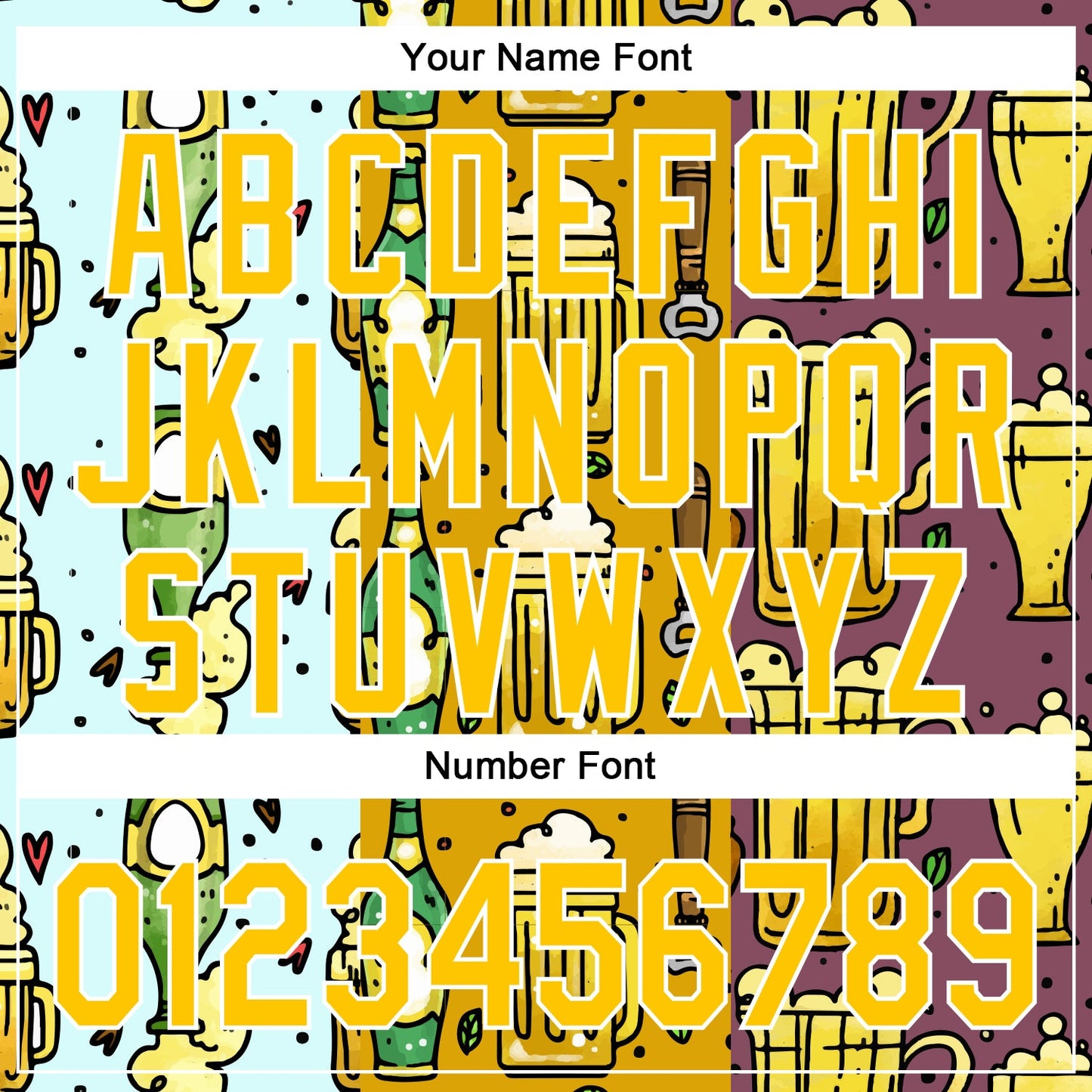Custom Yellow White 3D Pattern Design Beer Festival Authentic Baseball Jersey view 5