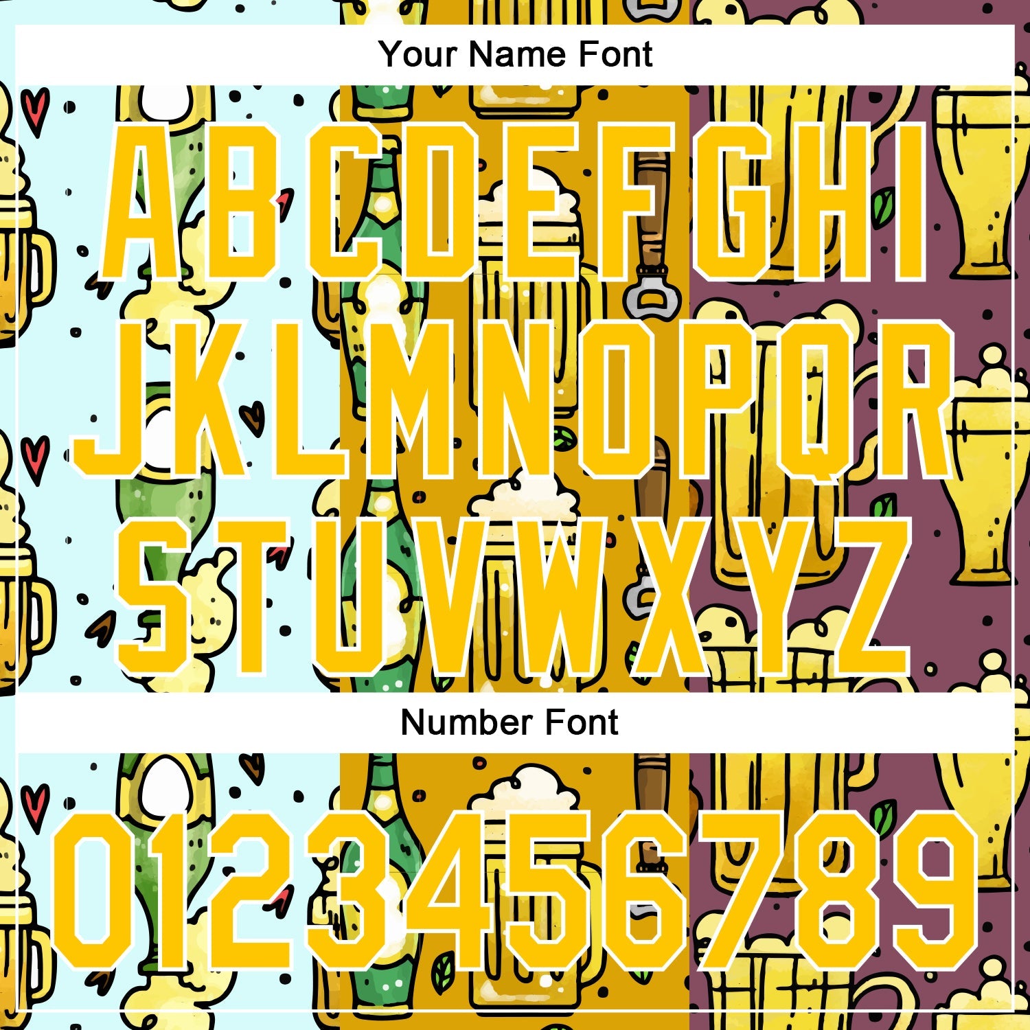 Custom Yellow White 3D Pattern Design Beer Festival Authentic Baseball Jersey view 5