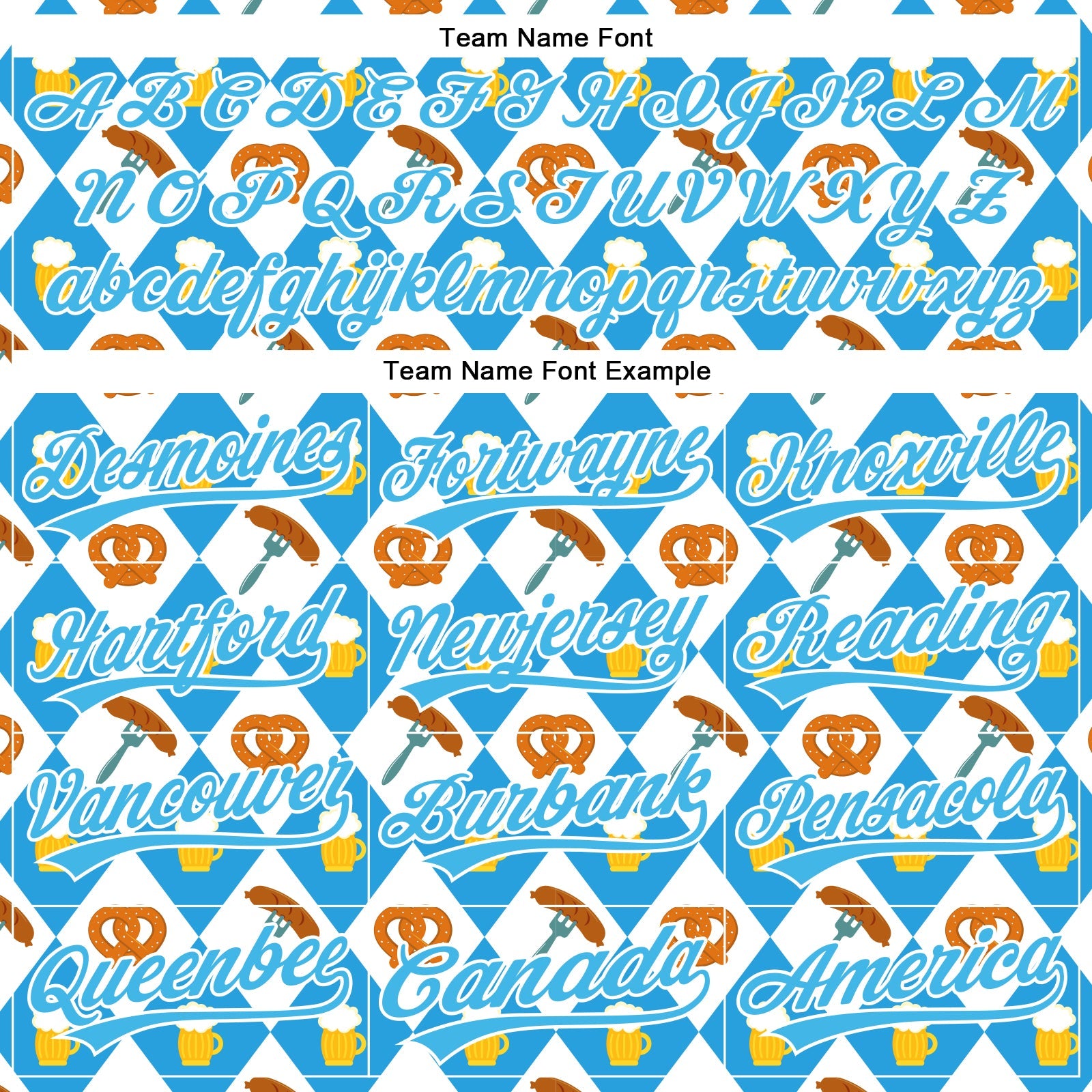 Custom White Sky Blue 3D Pattern Design Beer Festival Authentic Baseball Jersey view 4