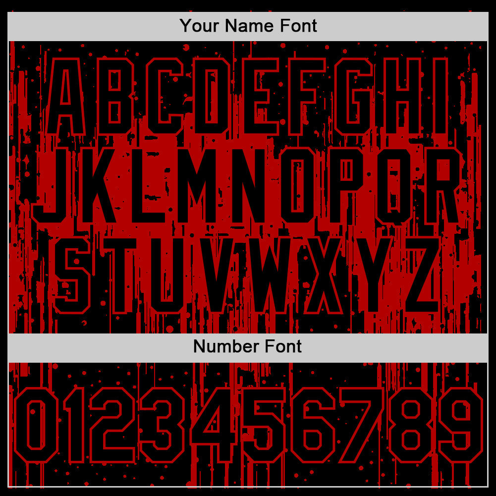 Custom Black Red 3D Pattern Design Dripping Splatter Art Authentic Baseball Jersey view 5