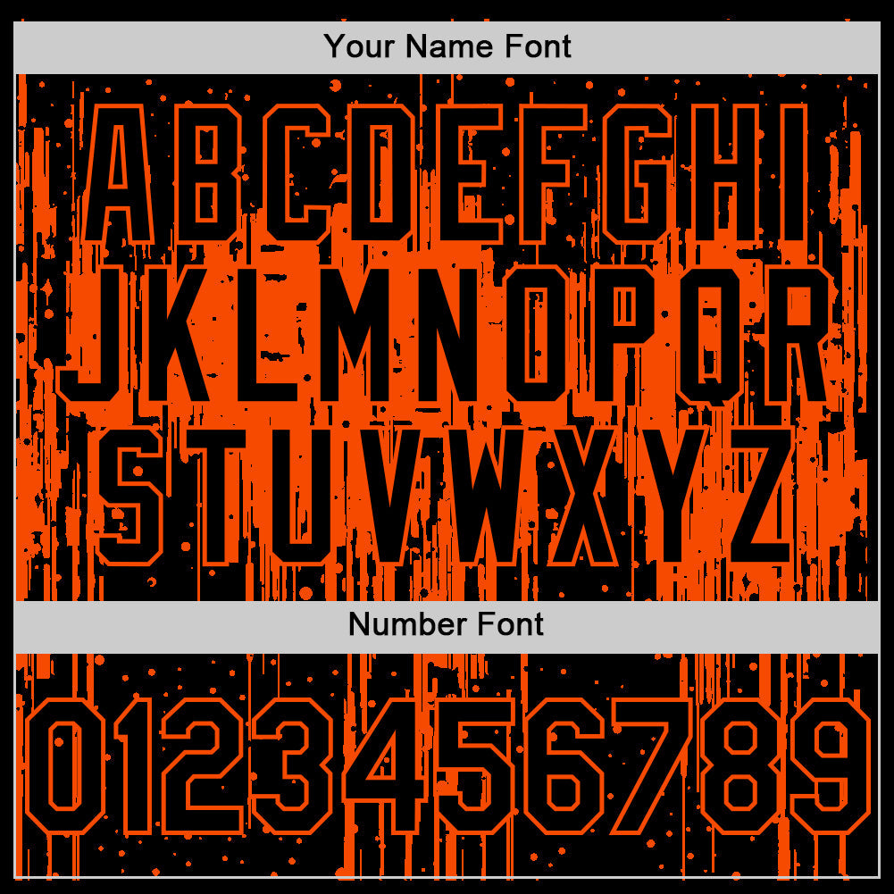 Custom Black Orange 3D Pattern Design Dripping Splatter Art Authentic Baseball Jersey view 5