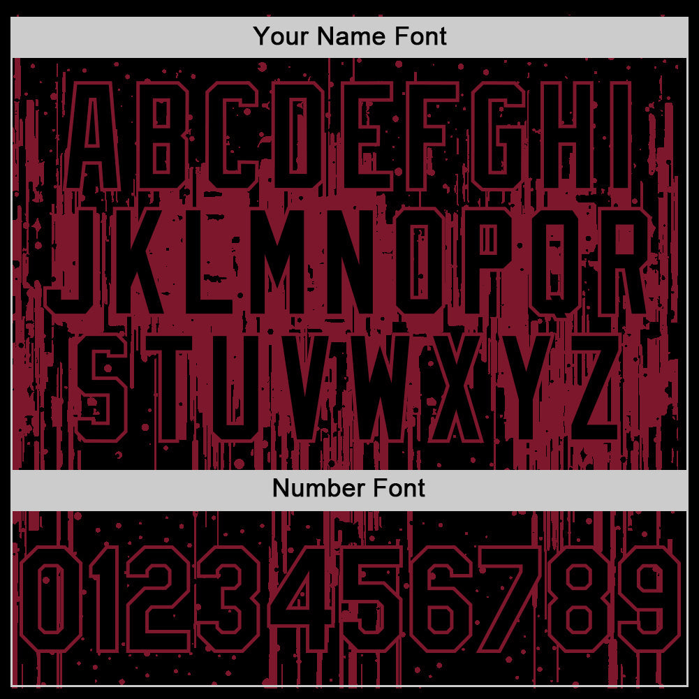 Custom Black Crimson 3D Pattern Design Dripping Splatter Art Authentic Baseball Jersey view 5