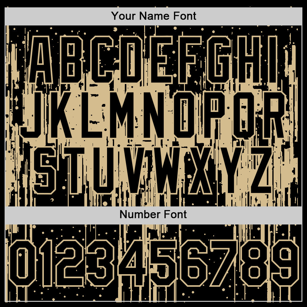 Custom Black Vegas Gold 3D Pattern Design Dripping Splatter Art Authentic Baseball Jersey view 5