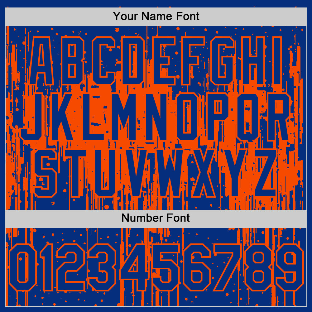 Custom Royal Orange 3D Pattern Design Dripping Splatter Art Authentic Baseball Jersey view 5