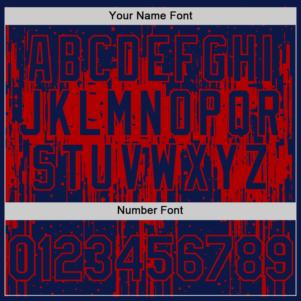 Custom Navy Red 3D Pattern Design Dripping Splatter Art Authentic Baseball Jersey view 5