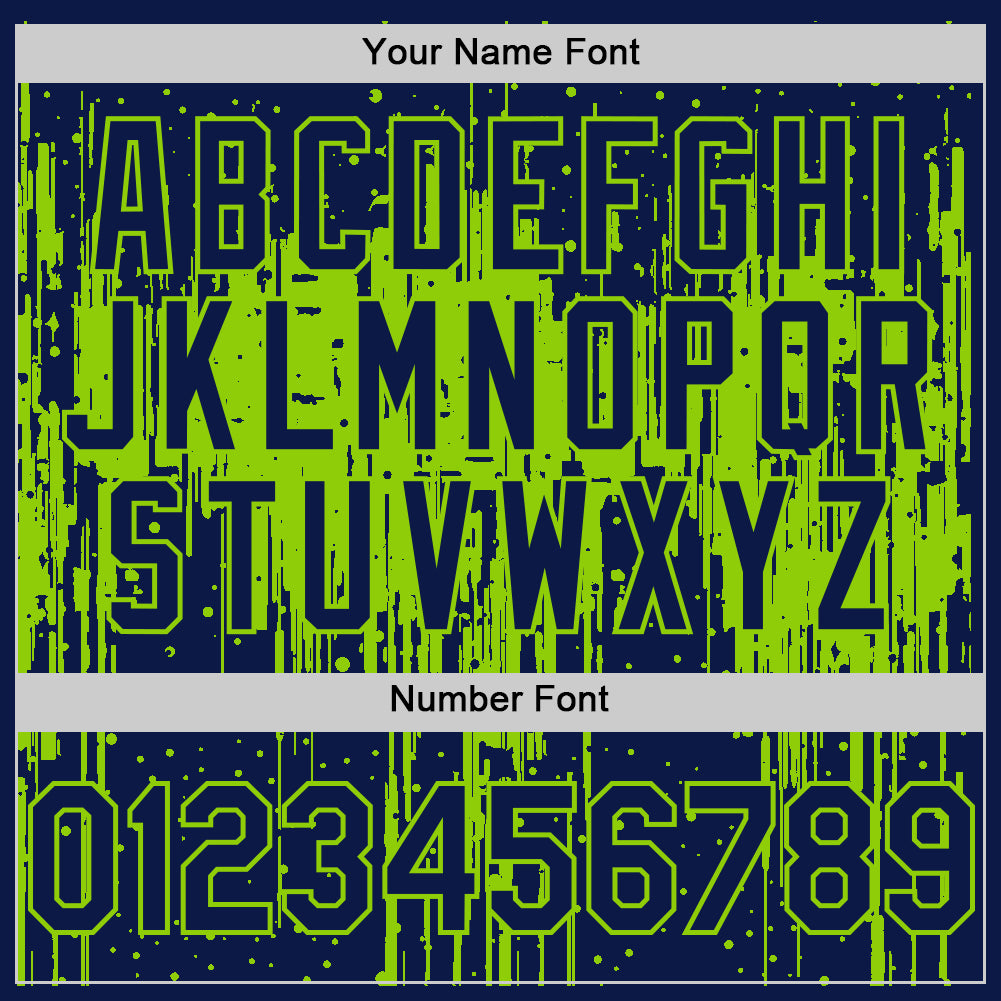 Custom Navy Neon Green 3D Pattern Design Dripping Splatter Art Authentic Baseball Jersey view 5