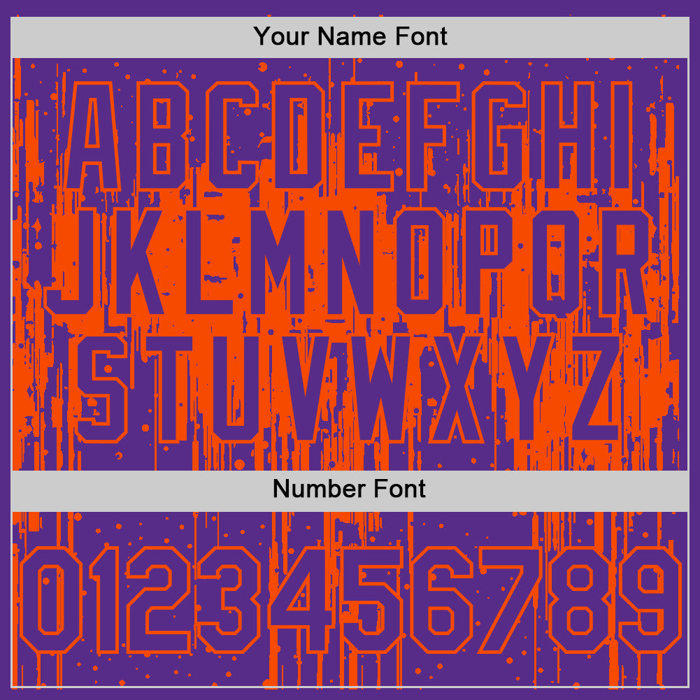Custom Purple Orange 3D Pattern Design Dripping Splatter Art Authentic Baseball Jersey view 5