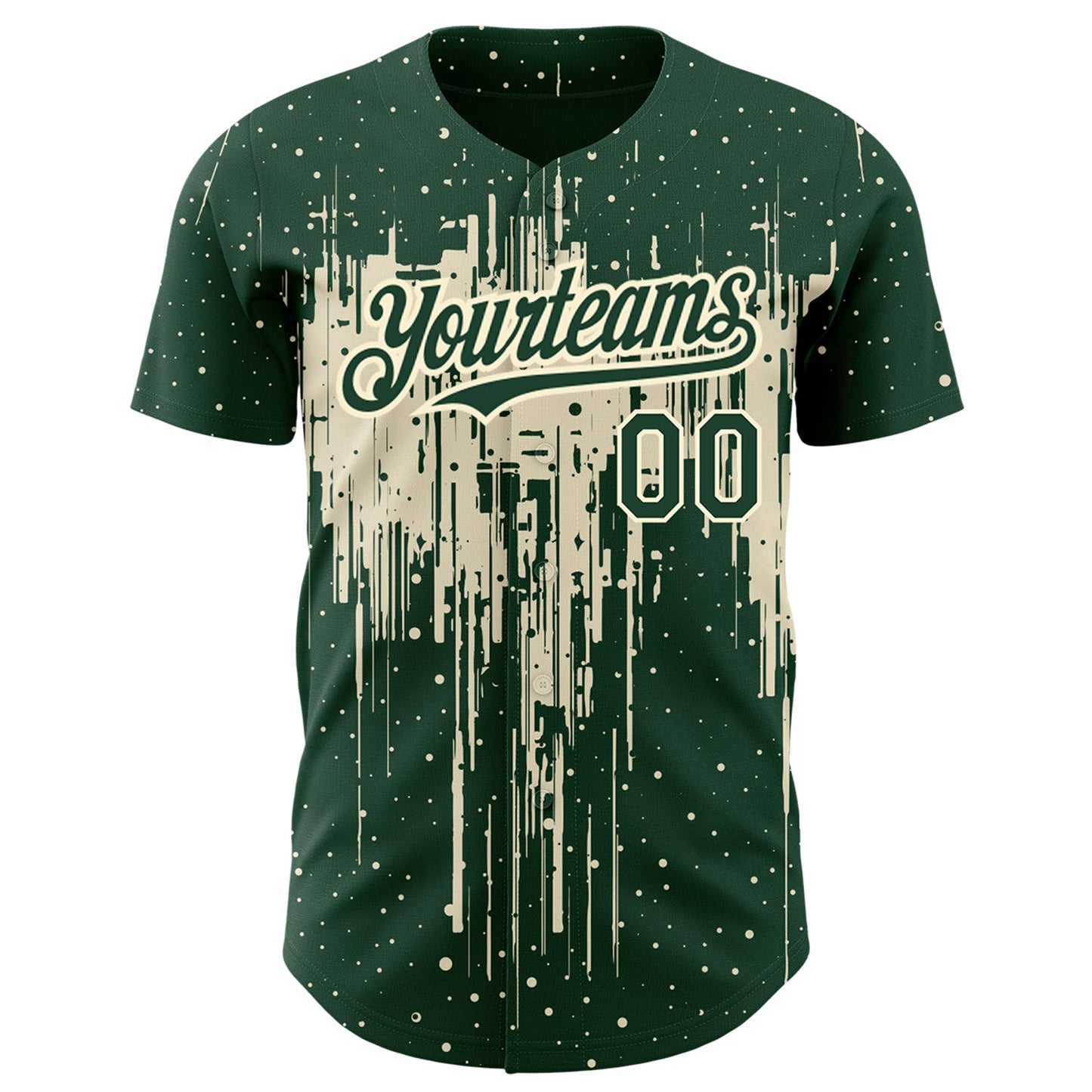 Custom Green Cream 3D Pattern Design Dripping Splatter Art Authentic Baseball Jersey view 2