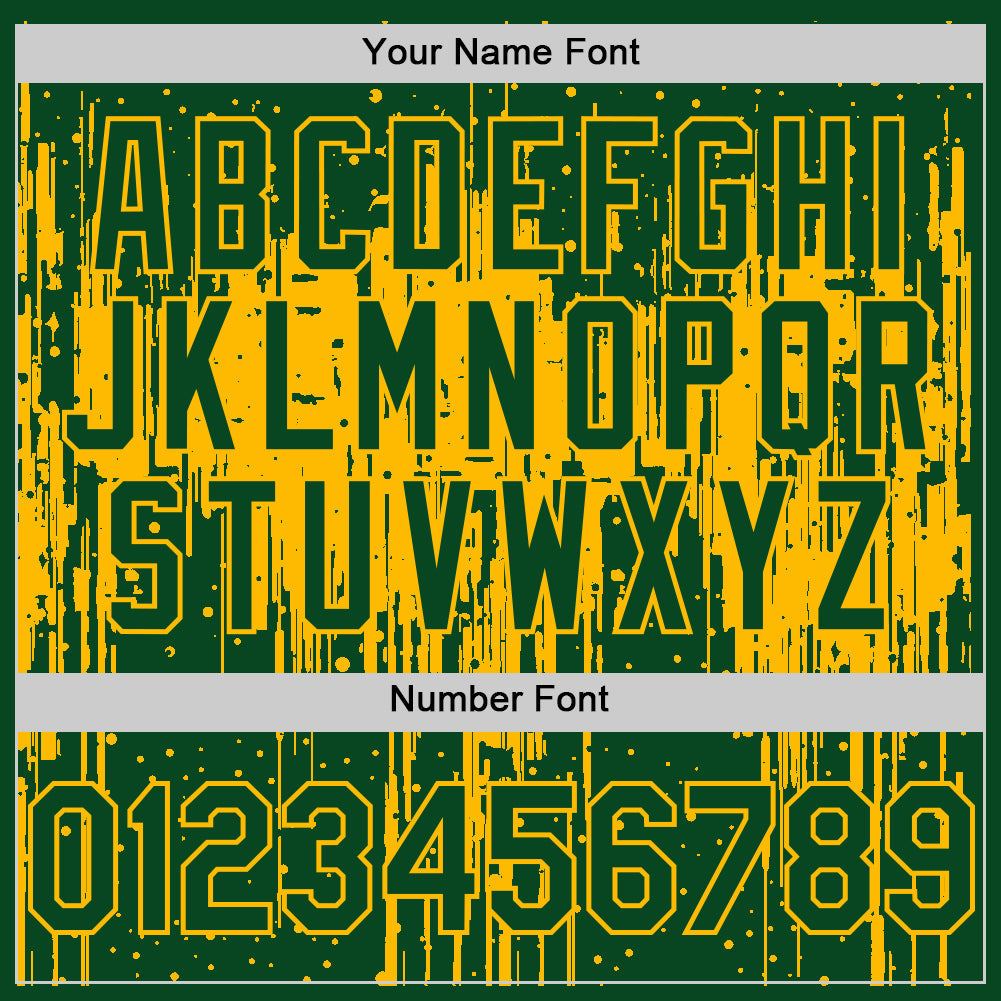 Custom Green Gold 3D Pattern Design Dripping Splatter Art Authentic Baseball Jersey view 5