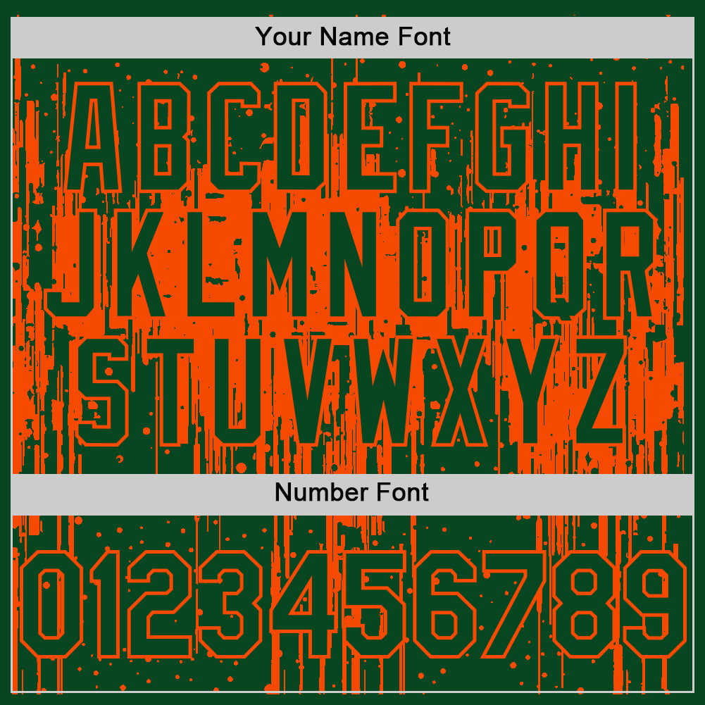 Custom Green Orange 3D Pattern Design Dripping Splatter Art Authentic Baseball Jersey view 5