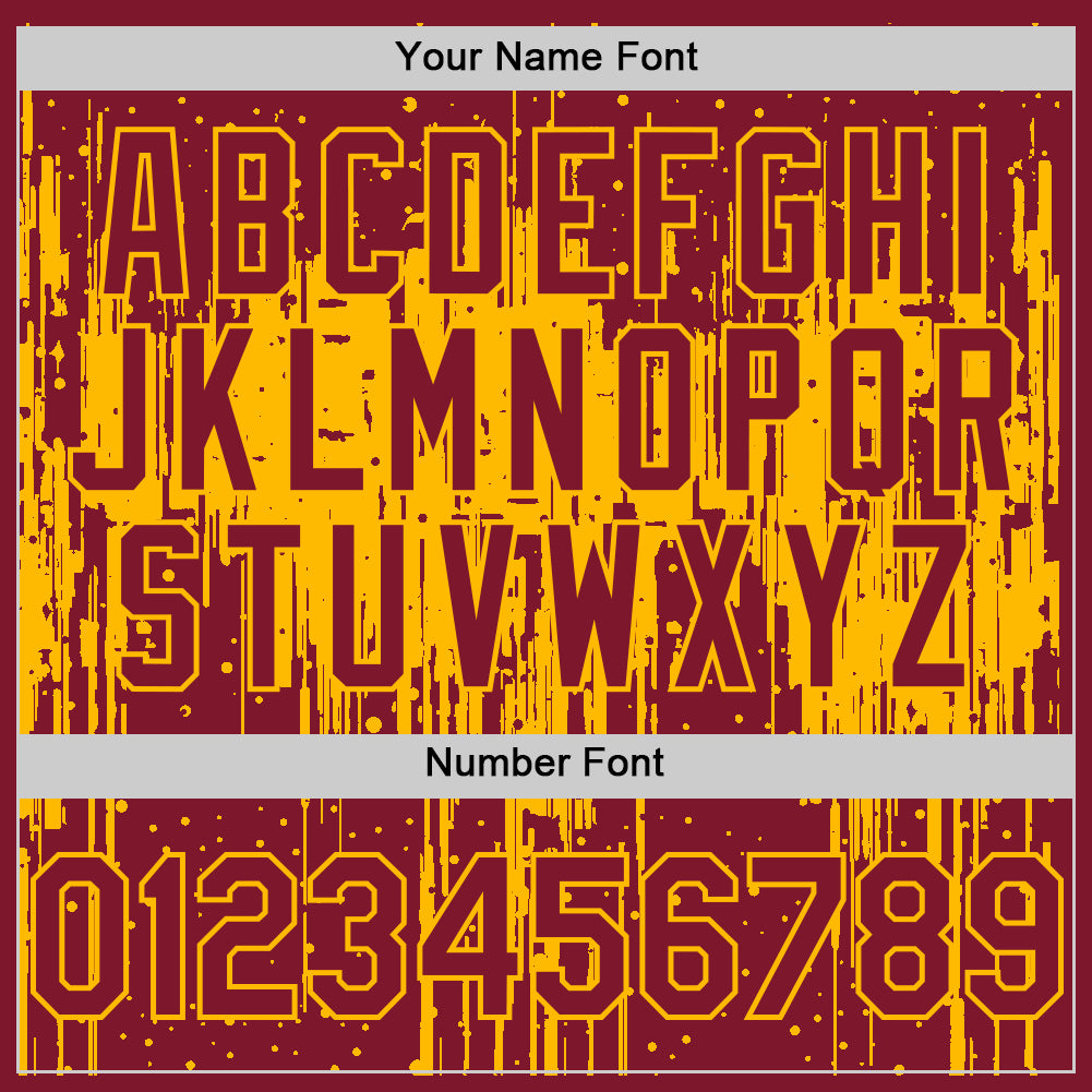 Custom Crimson Gold 3D Pattern Design Dripping Splatter Art Authentic Baseball Jersey view 5
