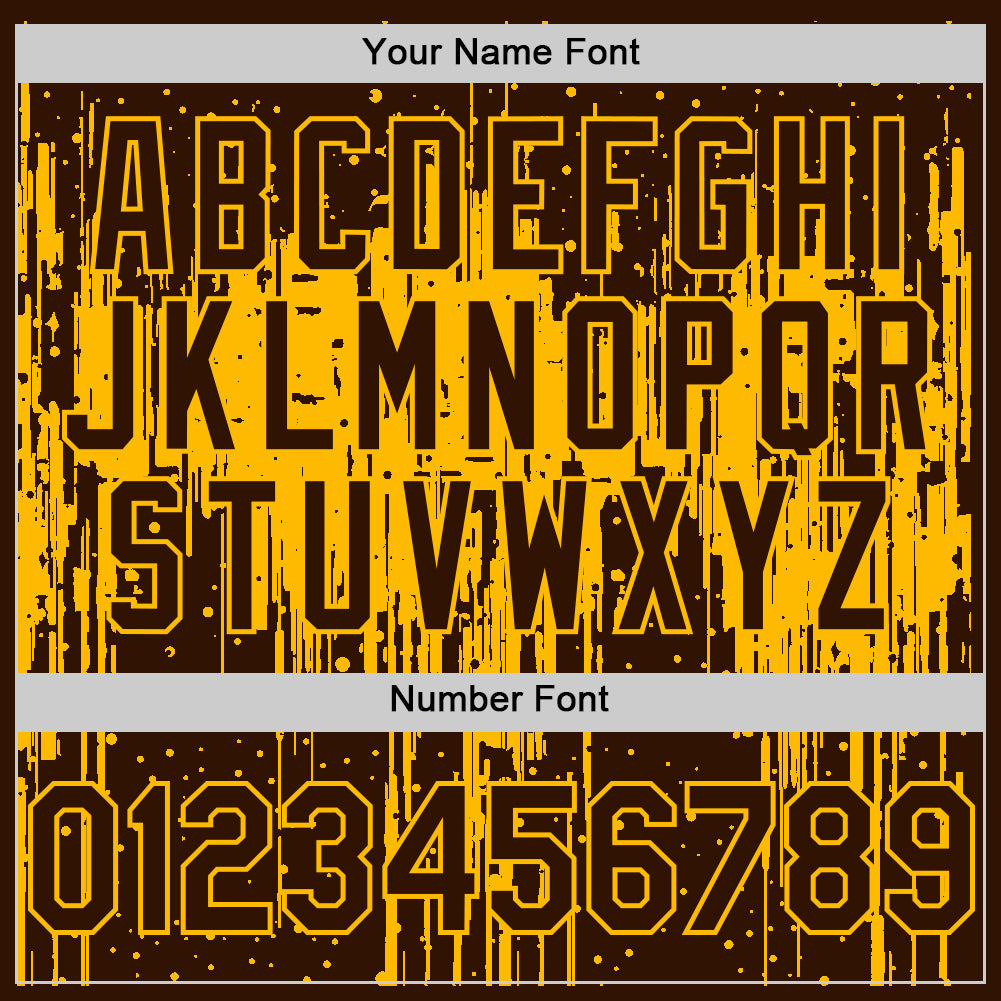 Custom Brown Gold 3D Pattern Design Dripping Splatter Art Authentic Baseball Jersey view 5