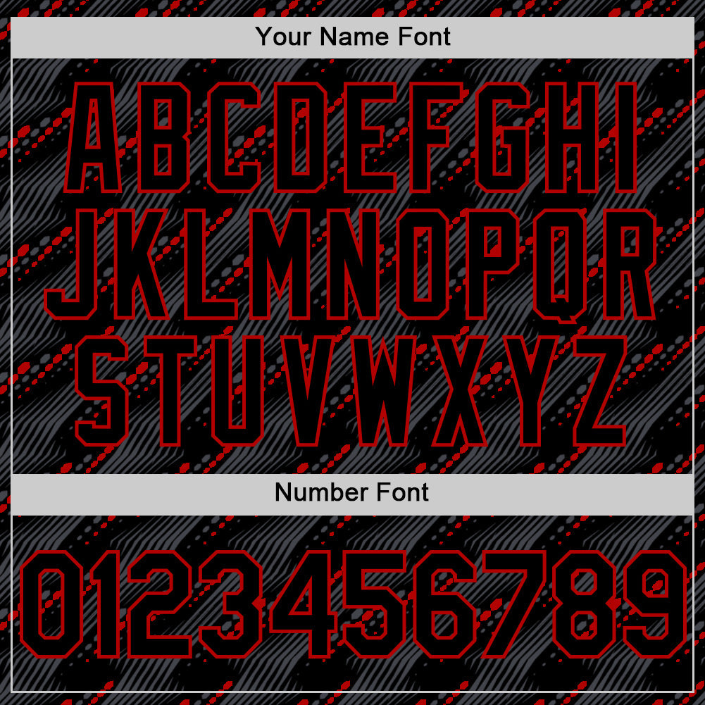 Custom Black Red 3D Pattern Design Slant Lines Authentic Baseball Jersey view 5